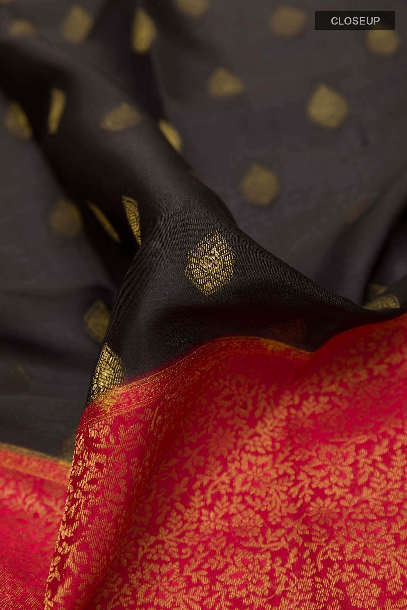 Black Mysore Crepe Saree