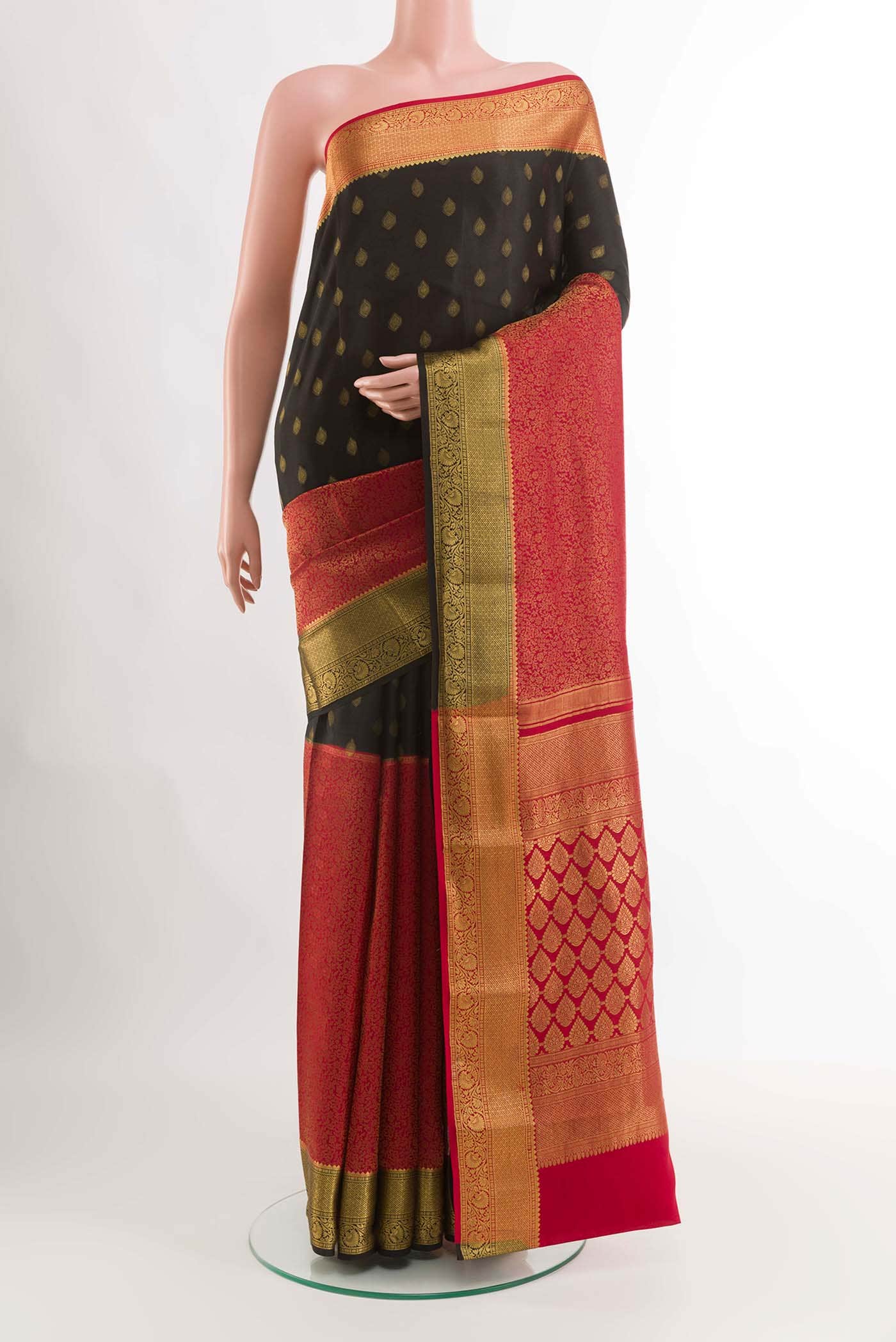 Black Mysore Crepe Saree