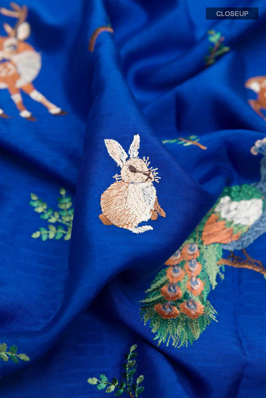 Blue Mysore Crepe Saree