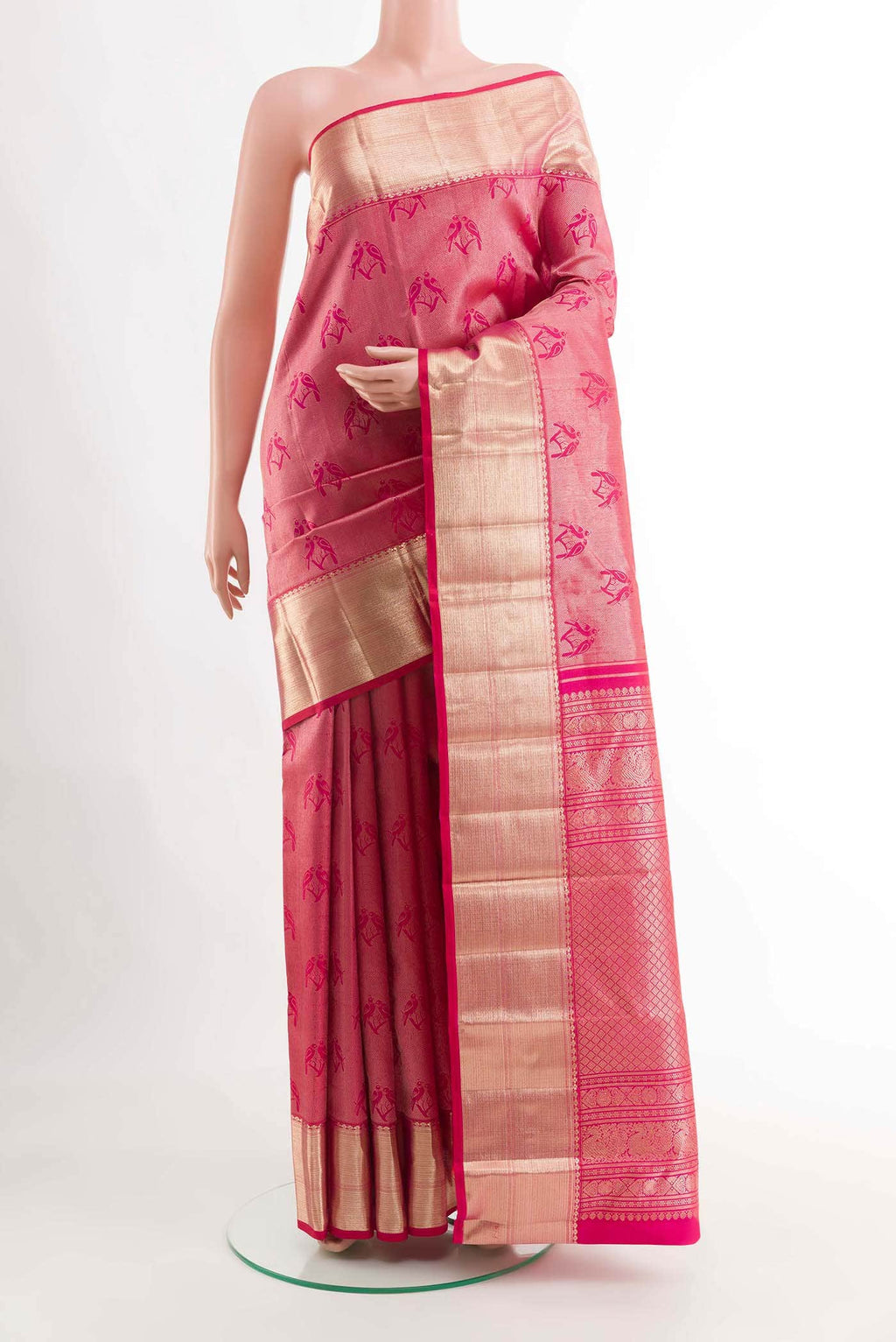 Dark Pink Kanchipuram Silk Saree