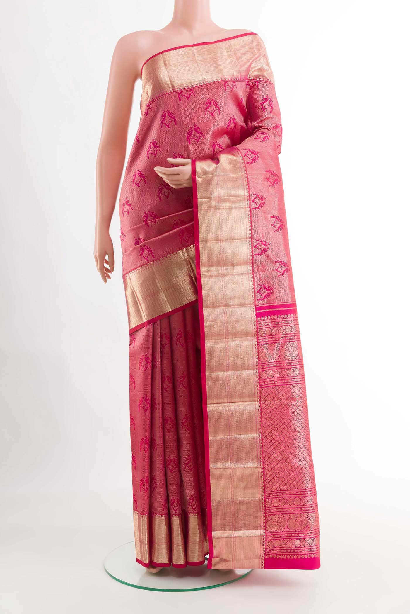 Dark Pink Kanchipuram Silk Saree