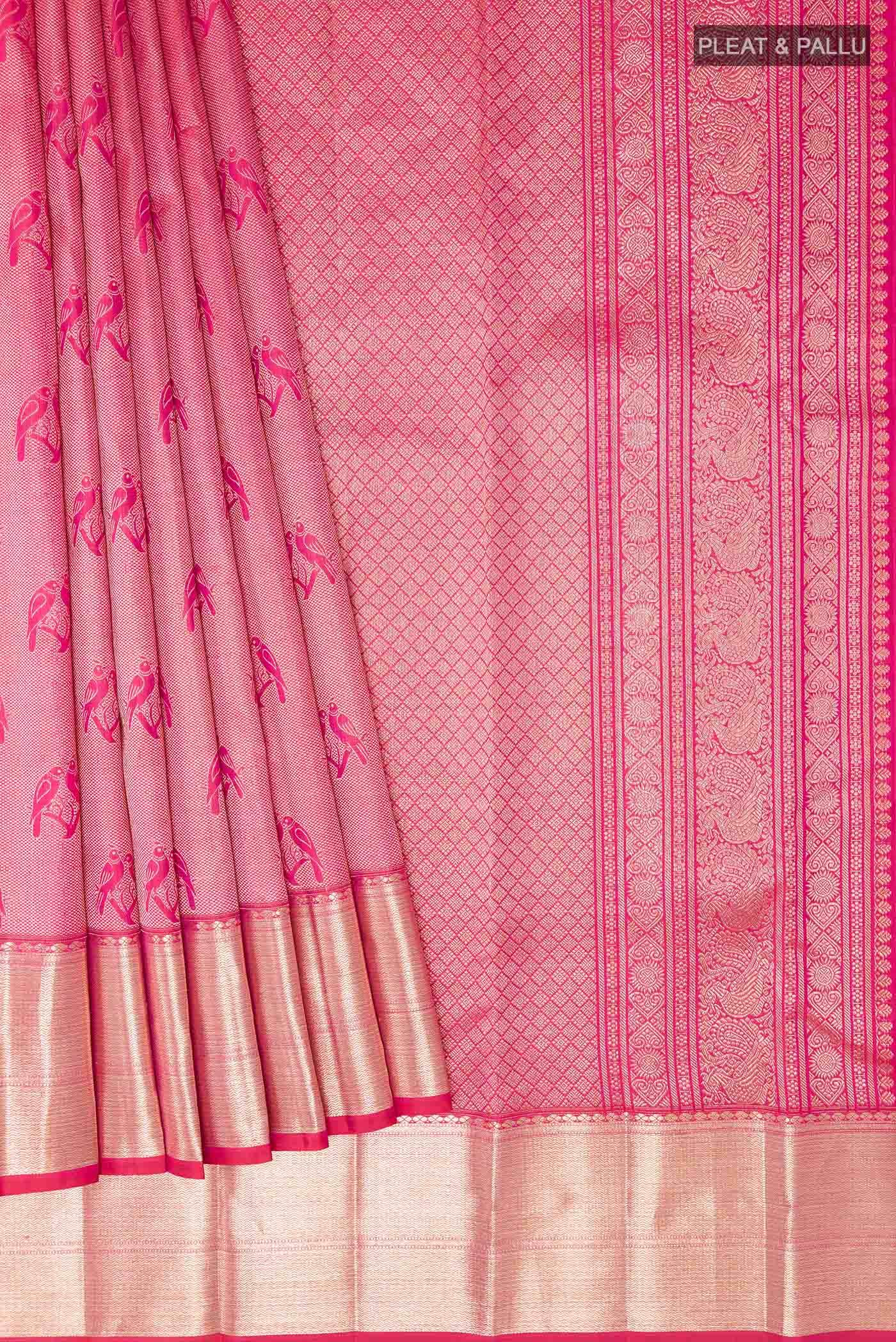 Dark Pink Kanchipuram Silk Saree