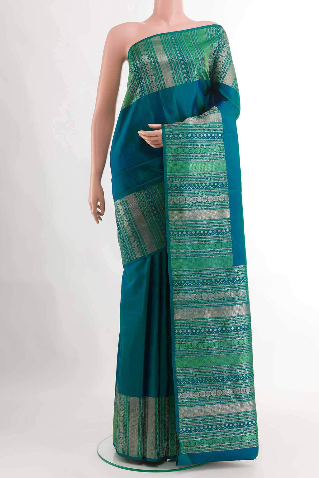 Peacock Blue Dual Tone Kanchipuram Silk Saree