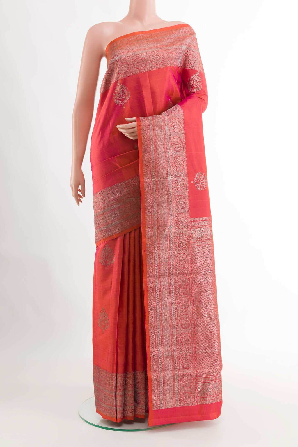 Orange Dual Tone Kanchipuram Silk Saree