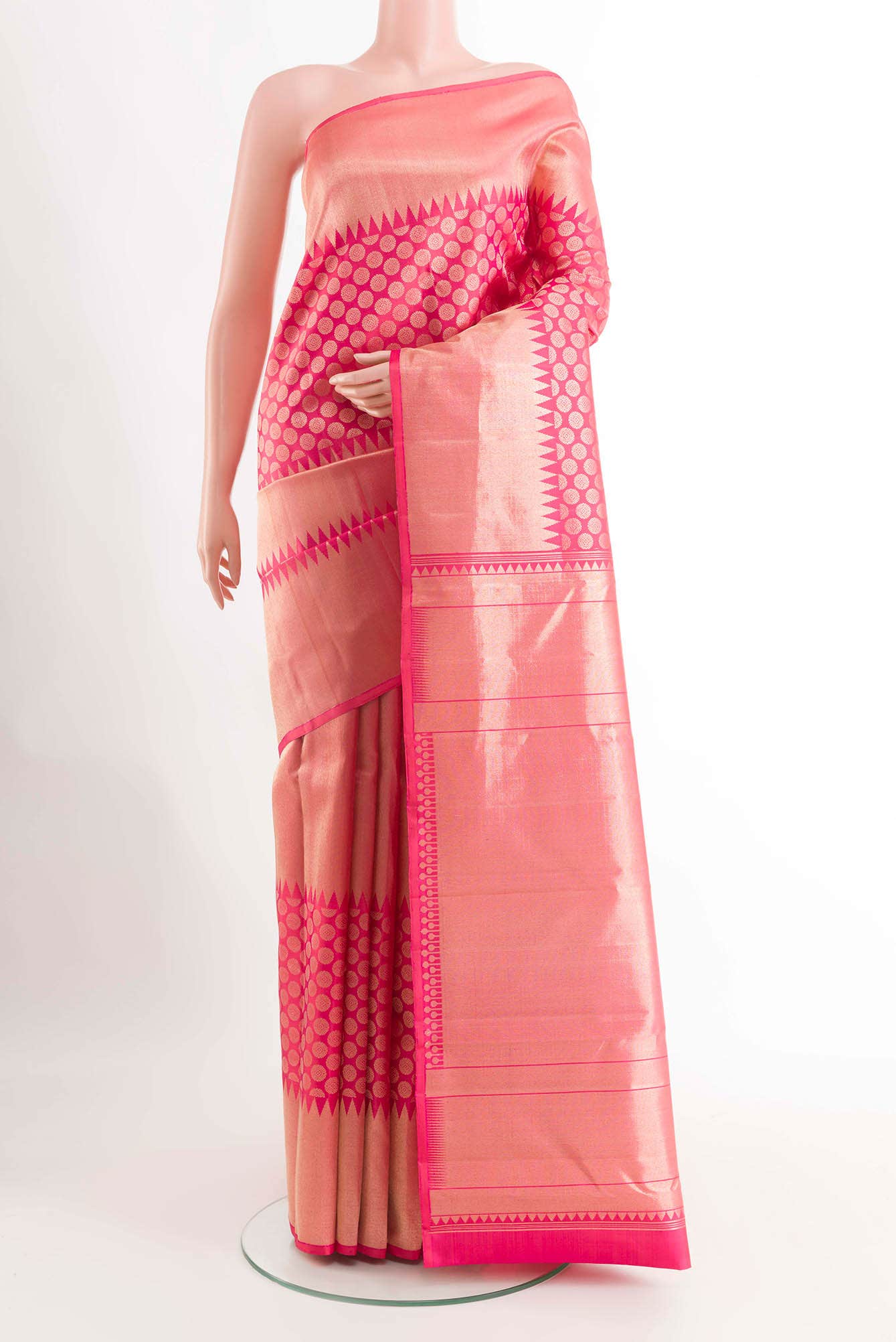 Dark Pink Kanchipuram Silk Saree