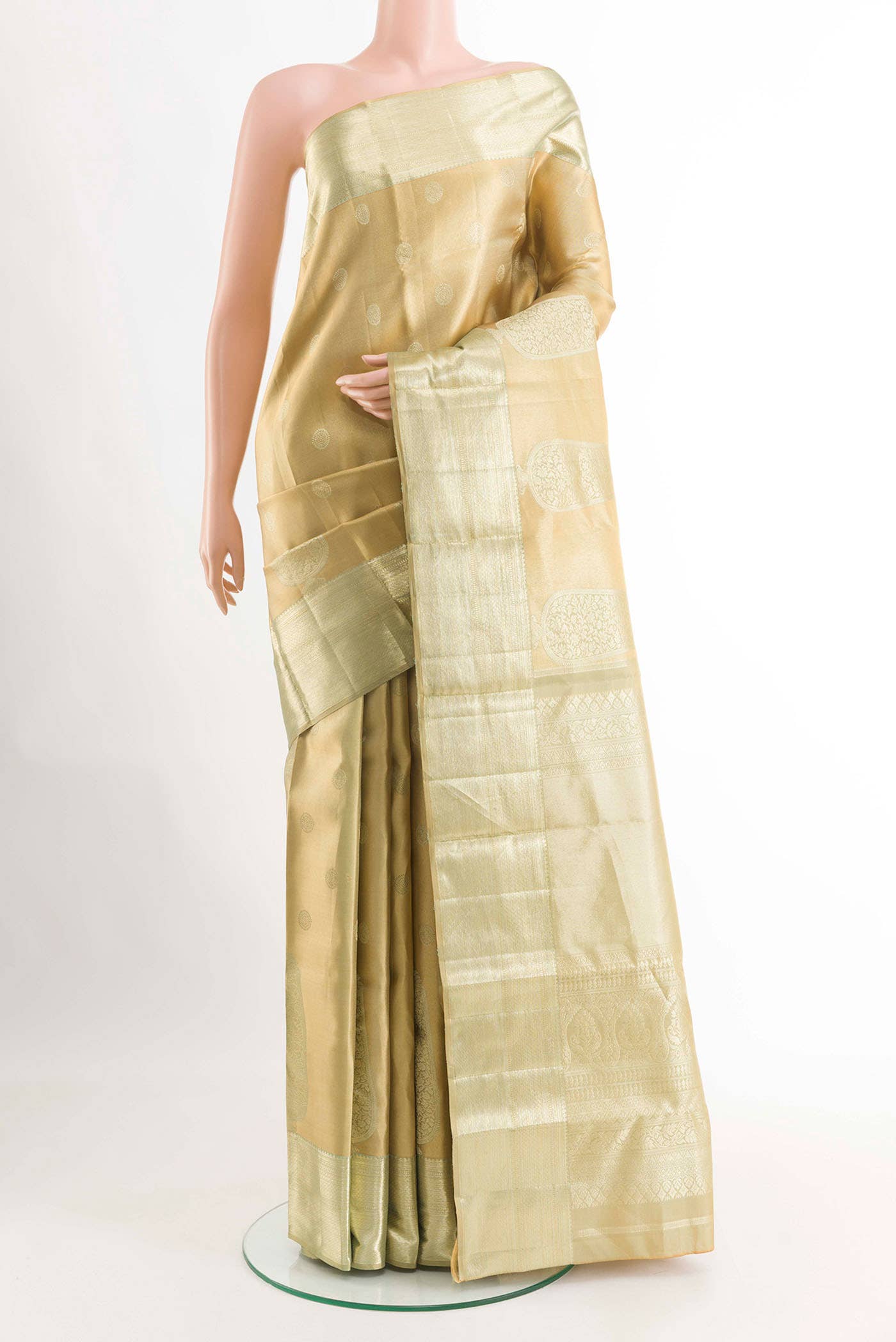 Dark Beige Kanchipuram Silk Saree