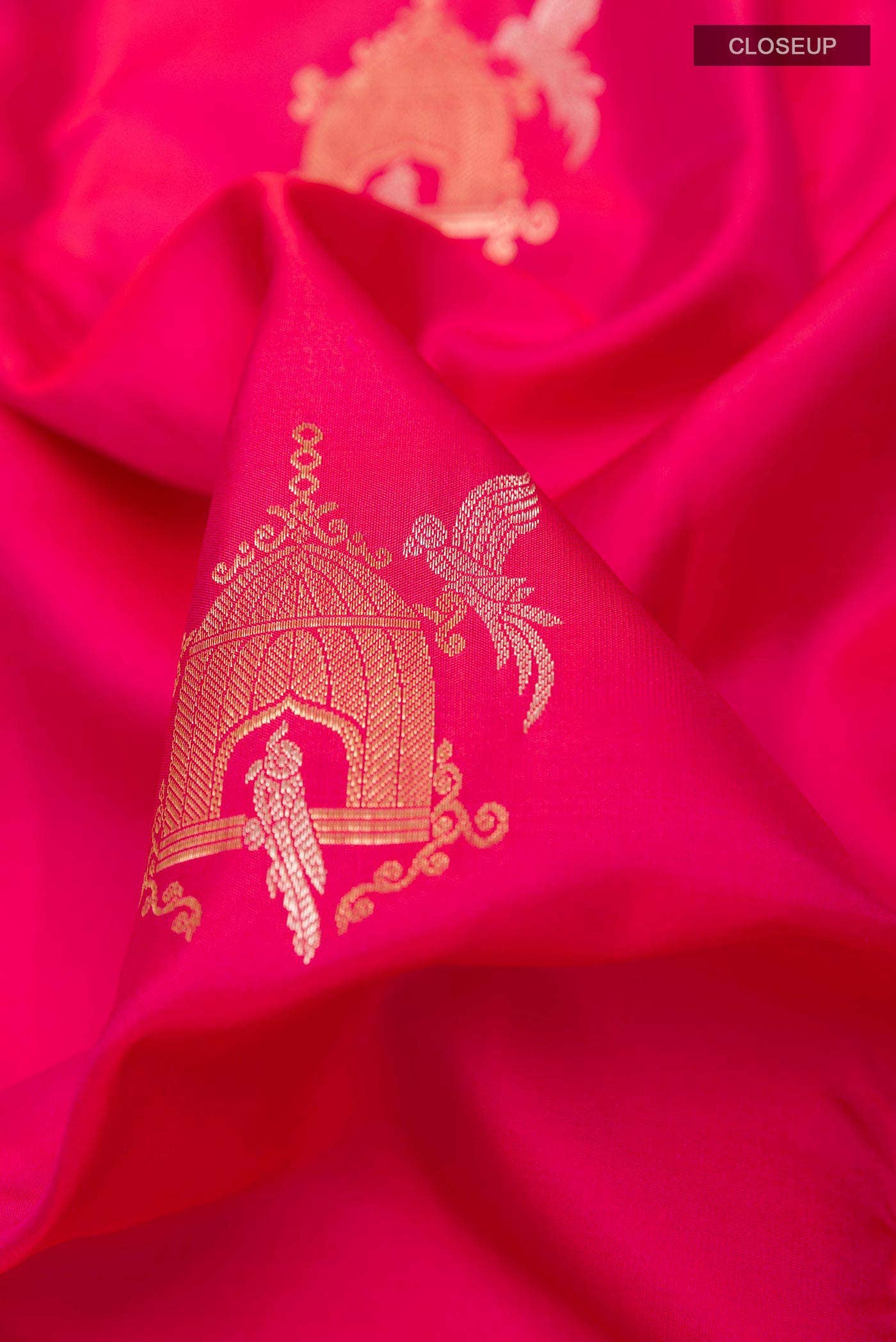 Dark Pink Dual Tone Kanchipuram Silk Saree