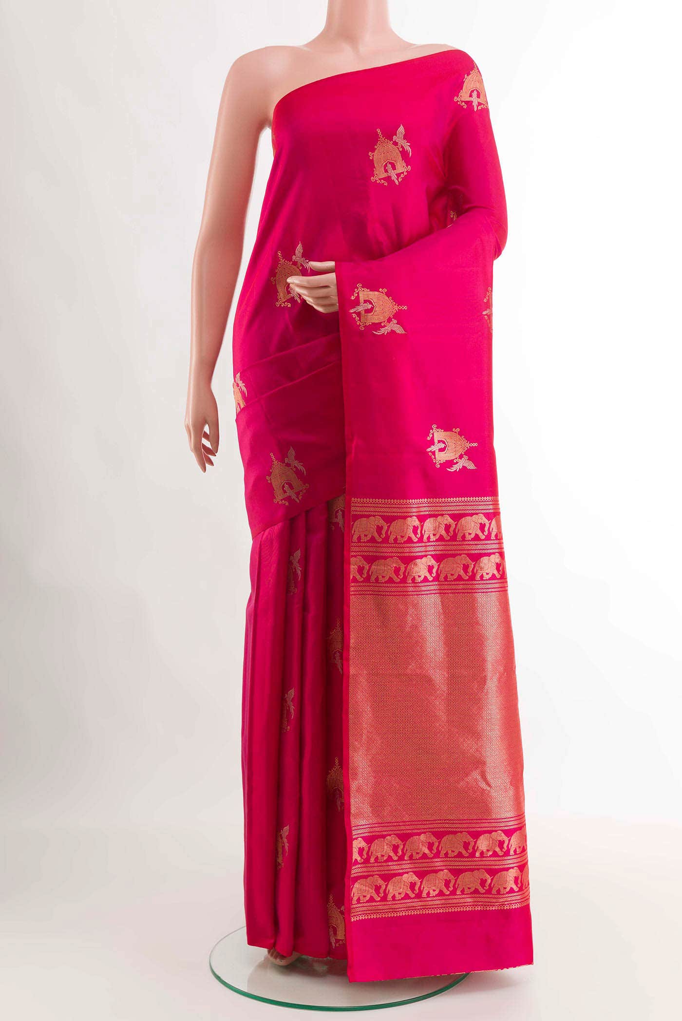 Dark Pink Dual Tone Kanchipuram Silk Saree