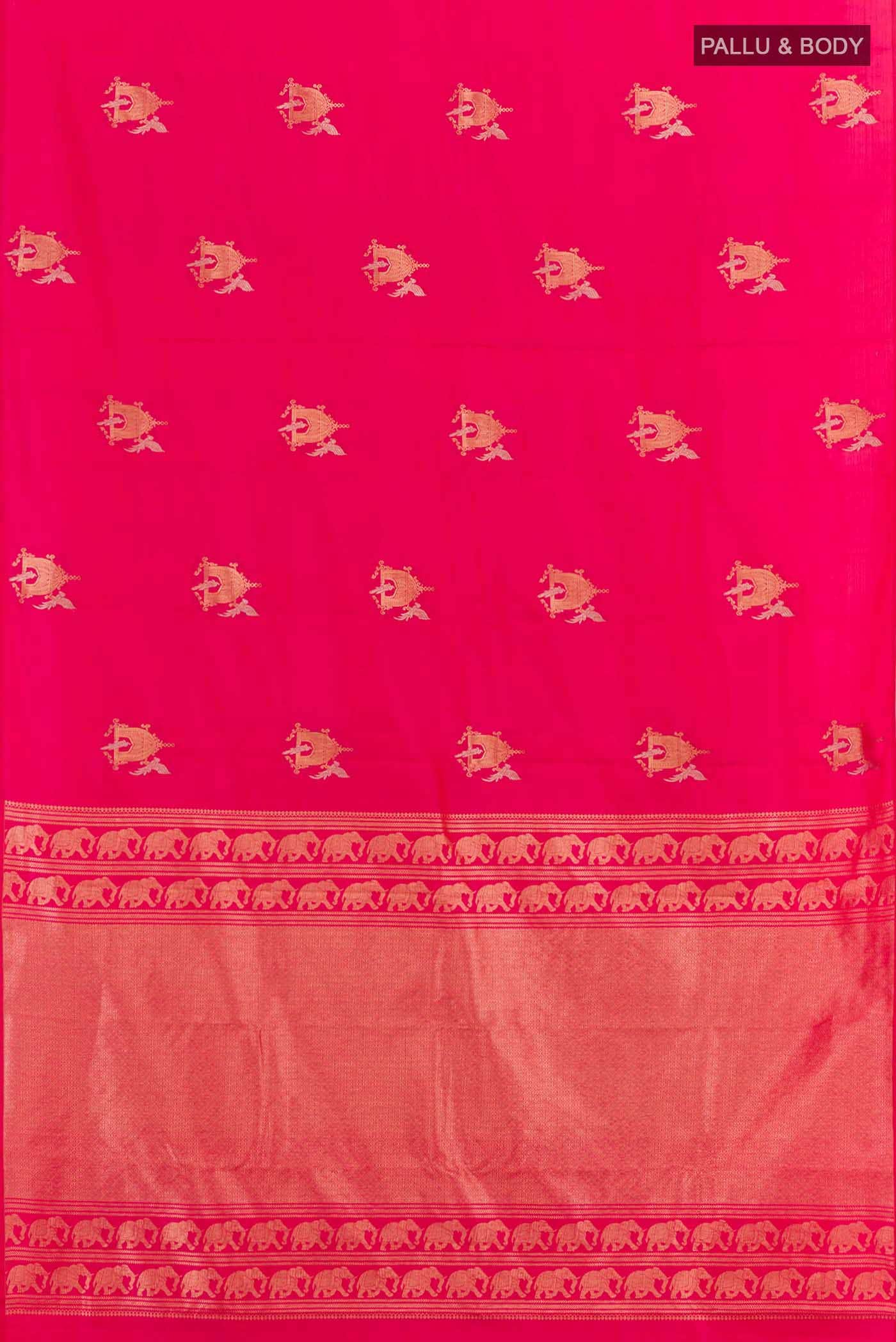 Dark Pink Dual Tone Kanchipuram Silk Saree