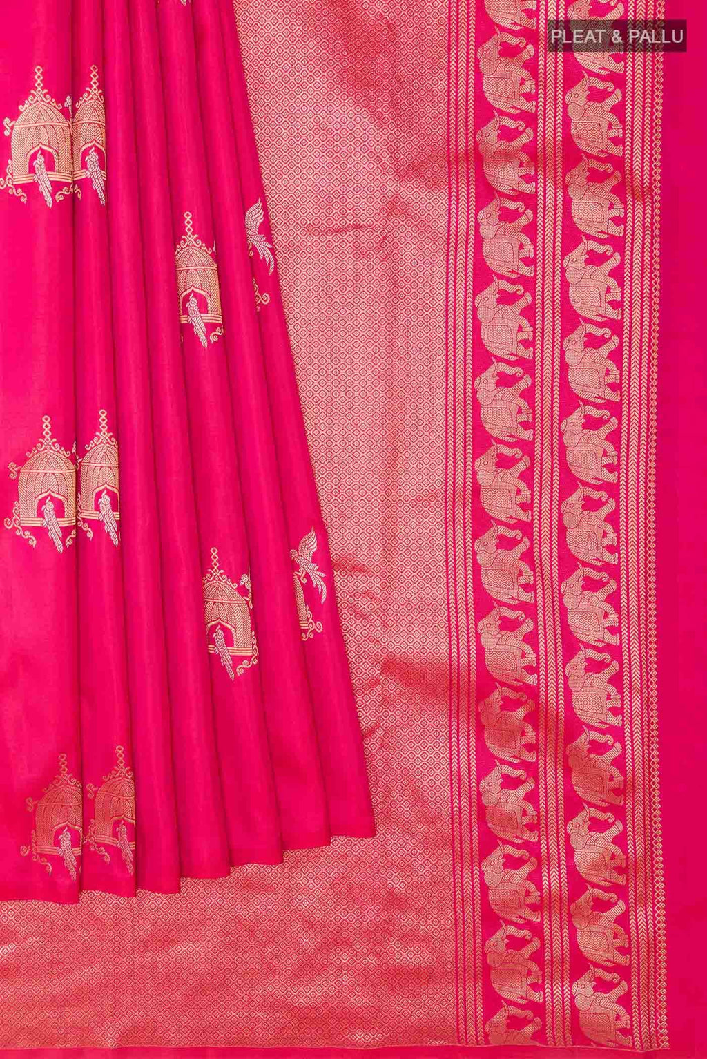 Dark Pink Dual Tone Kanchipuram Silk Saree