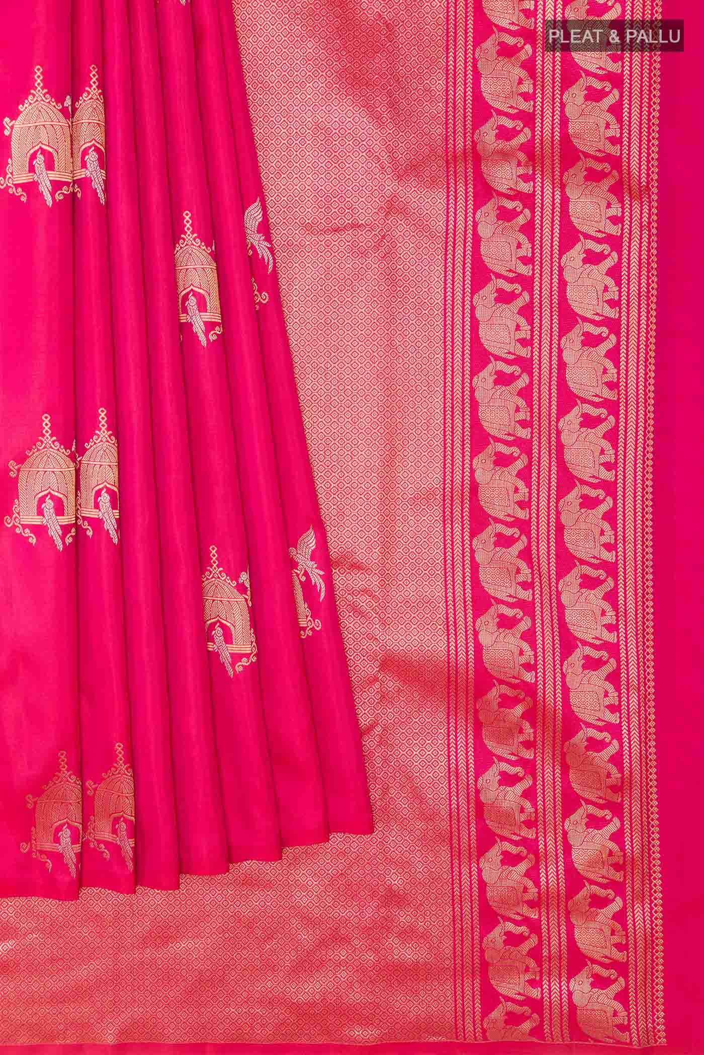 Dark Pink Dual Tone Kanchipuram Silk Saree