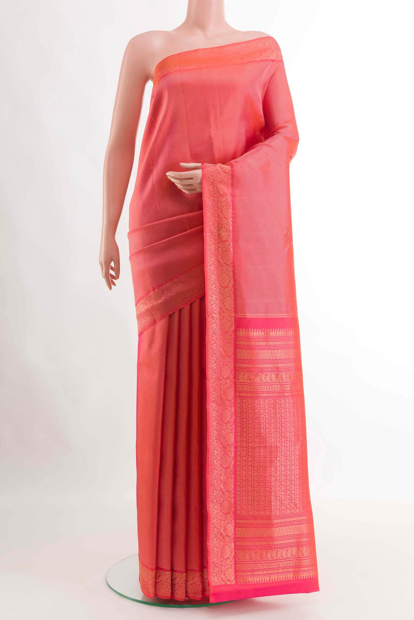 Orange Dual Tone Kanchipuram Silk Saree