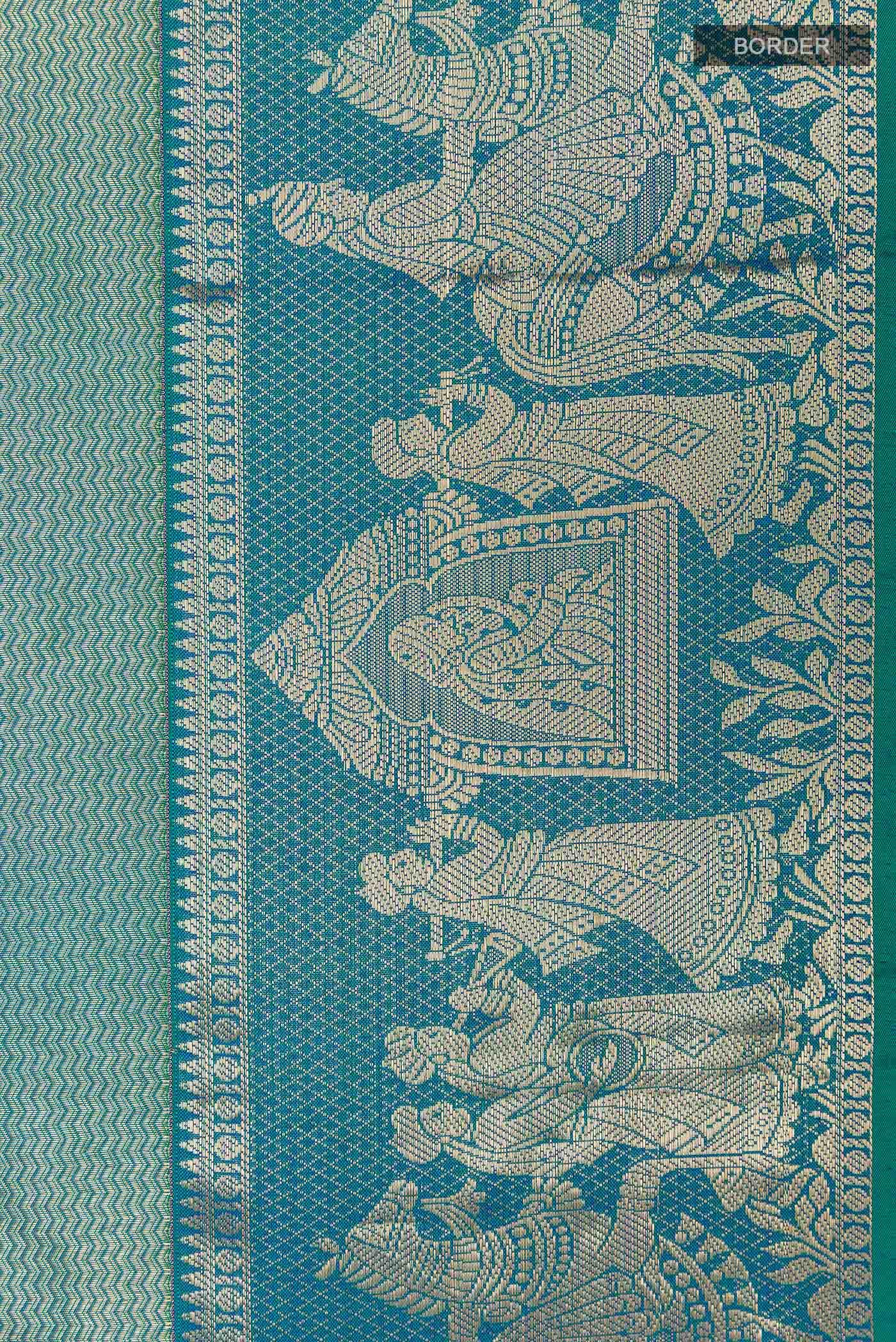 Peacock Blue Kanchipuram Silk Saree