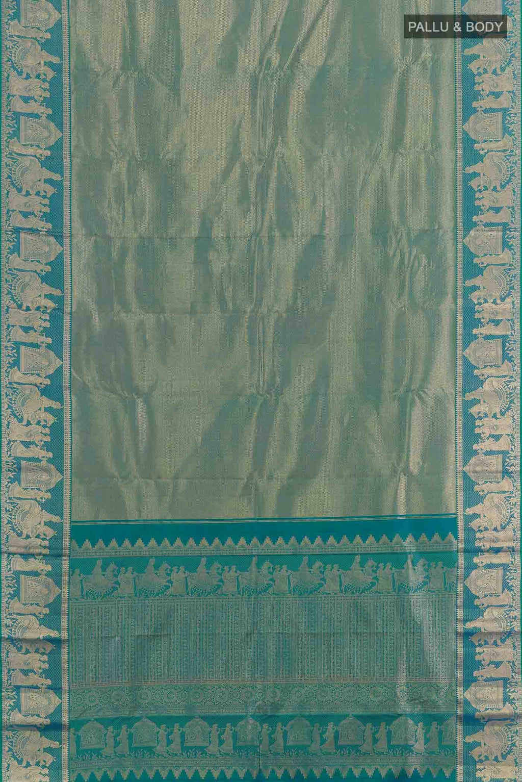 Peacock Blue Kanchipuram Silk Saree
