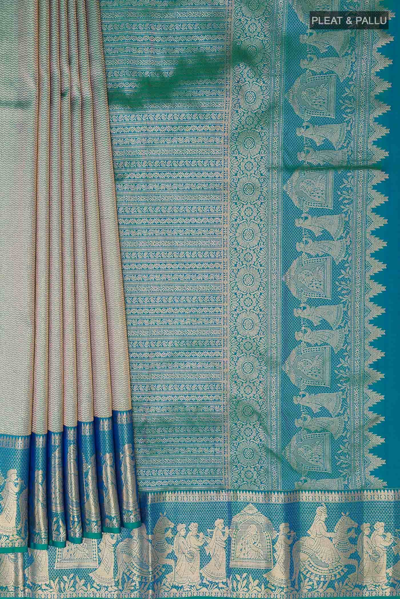 Peacock Blue Kanchipuram Silk Saree