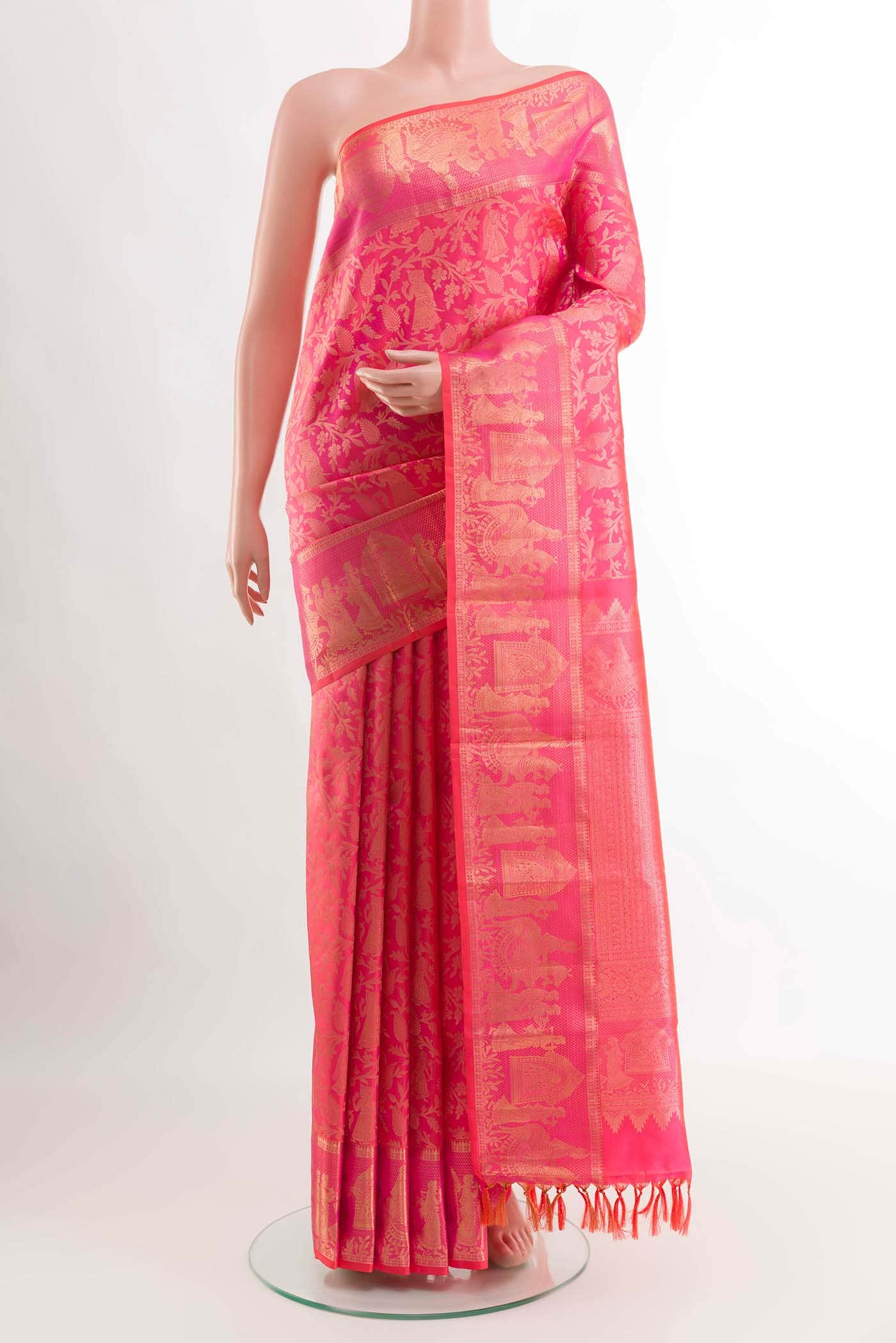 Pink Dual Tone Kanchipuram Silk Saree