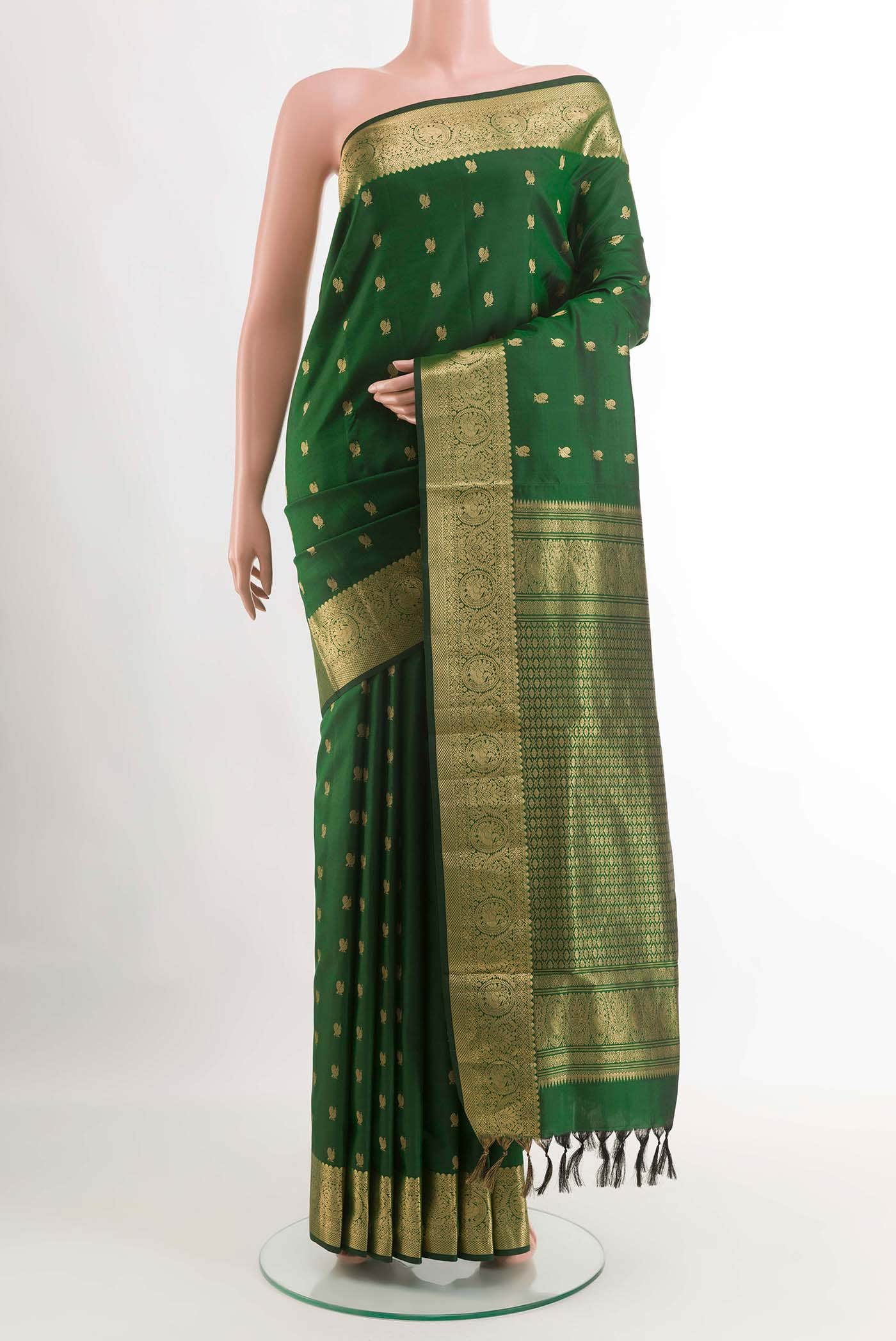 Green Kanchipuram Silk Nine Yards Saree