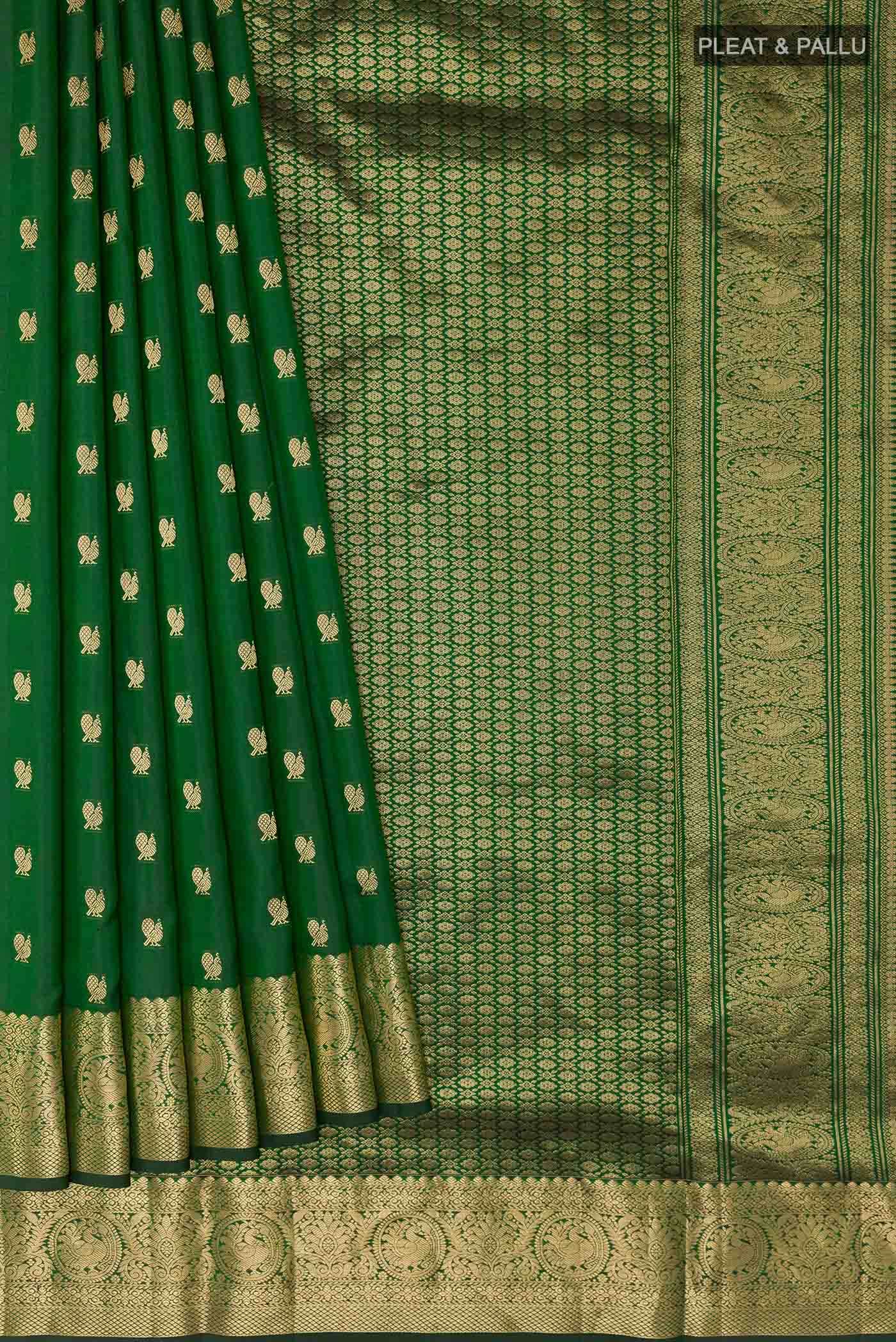 Green Kanchipuram Silk Nine Yards Saree