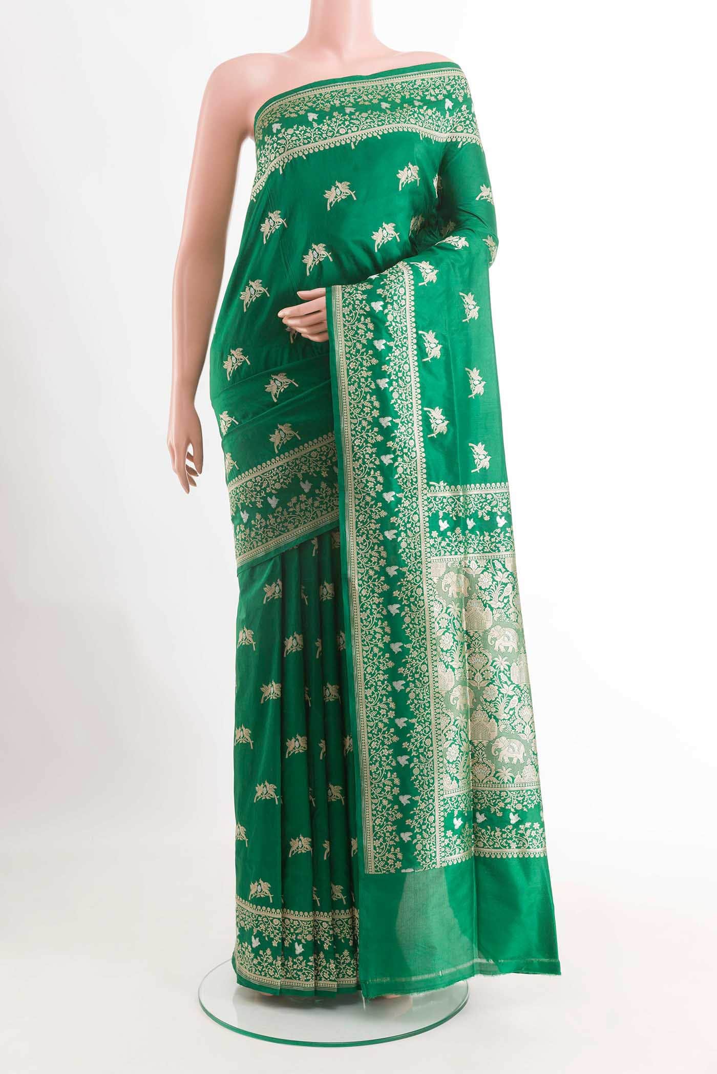Green Banarasi Katan Silk Saree