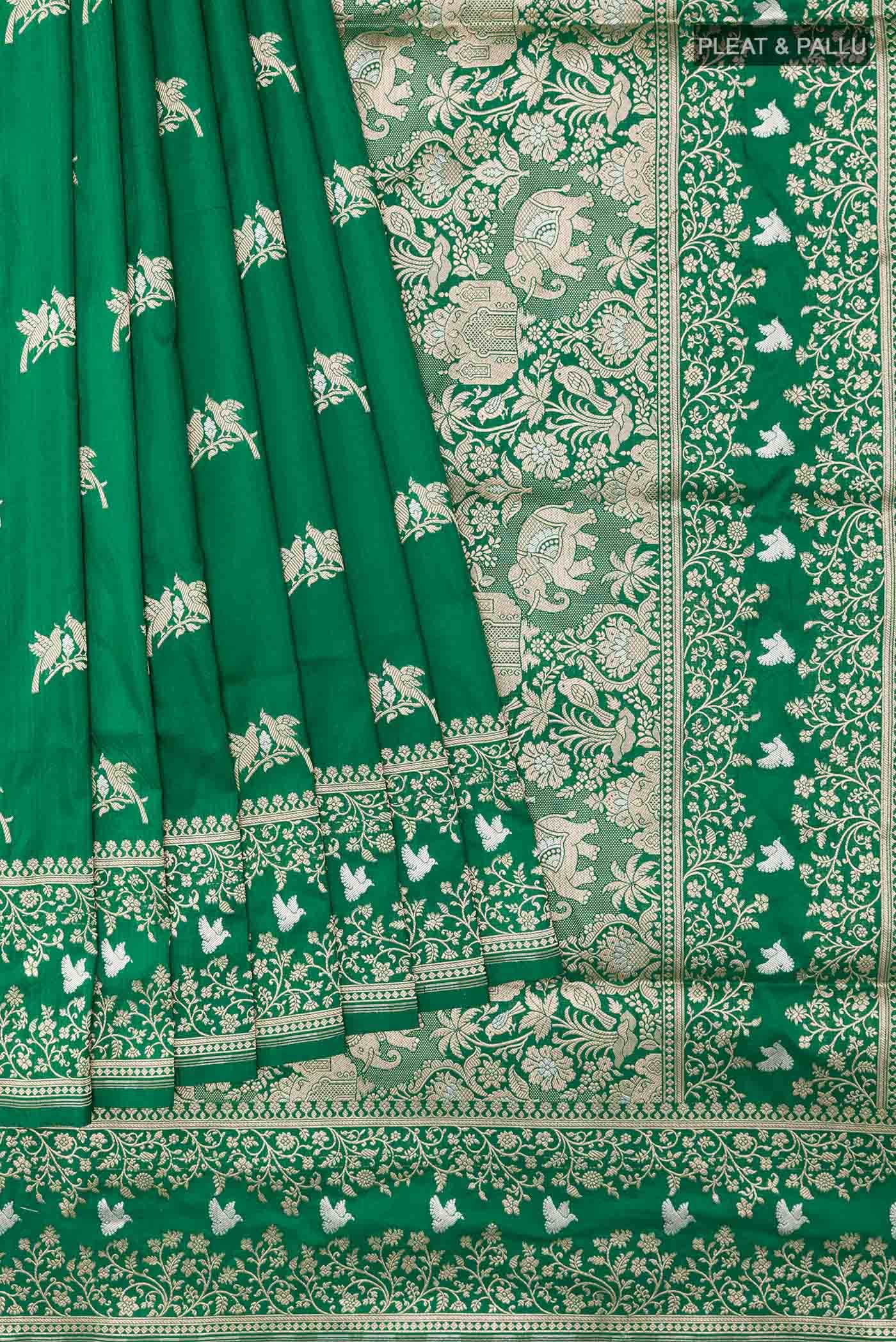 Green Banarasi Katan Silk Saree