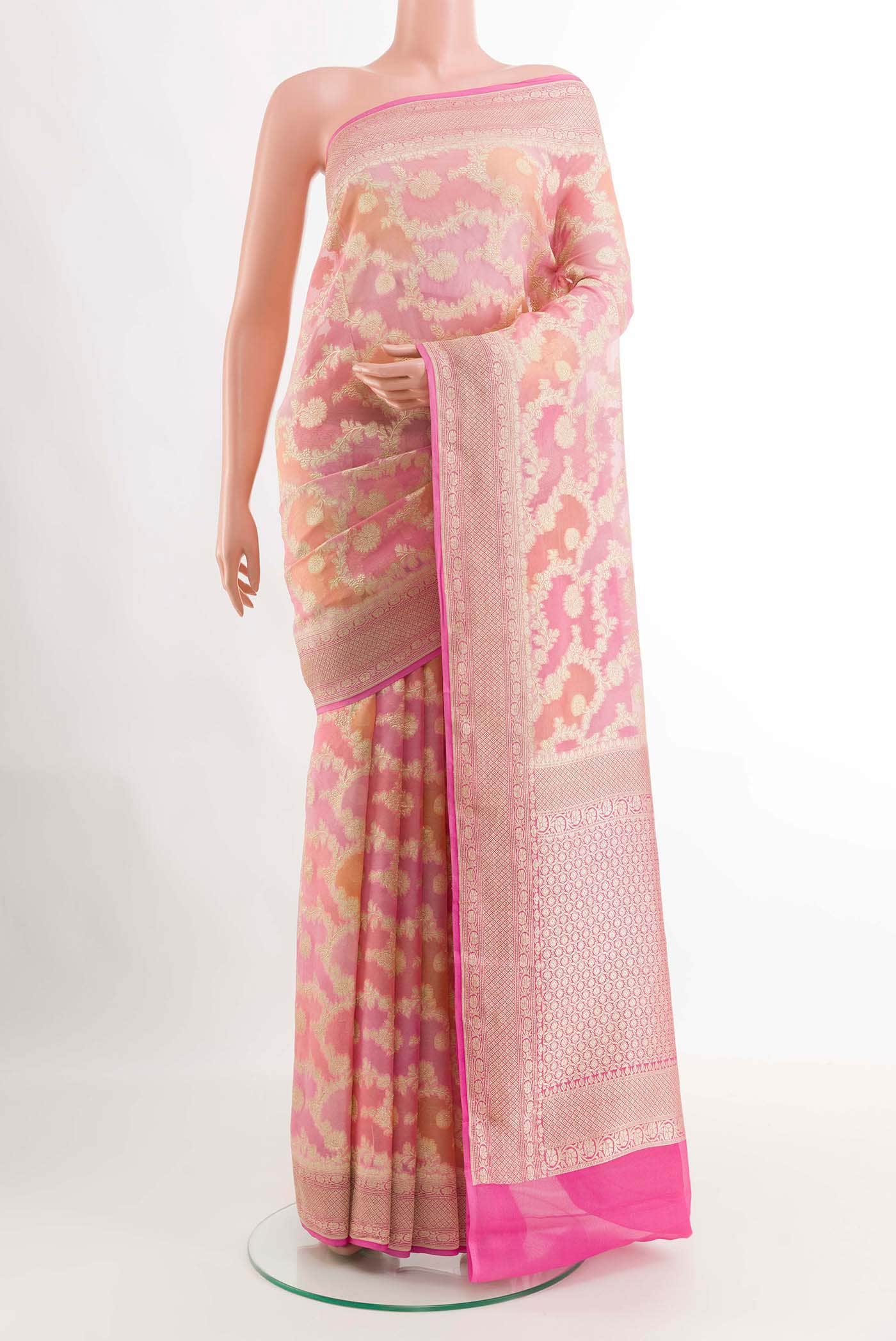 Pink Banarasi Georgette Saree