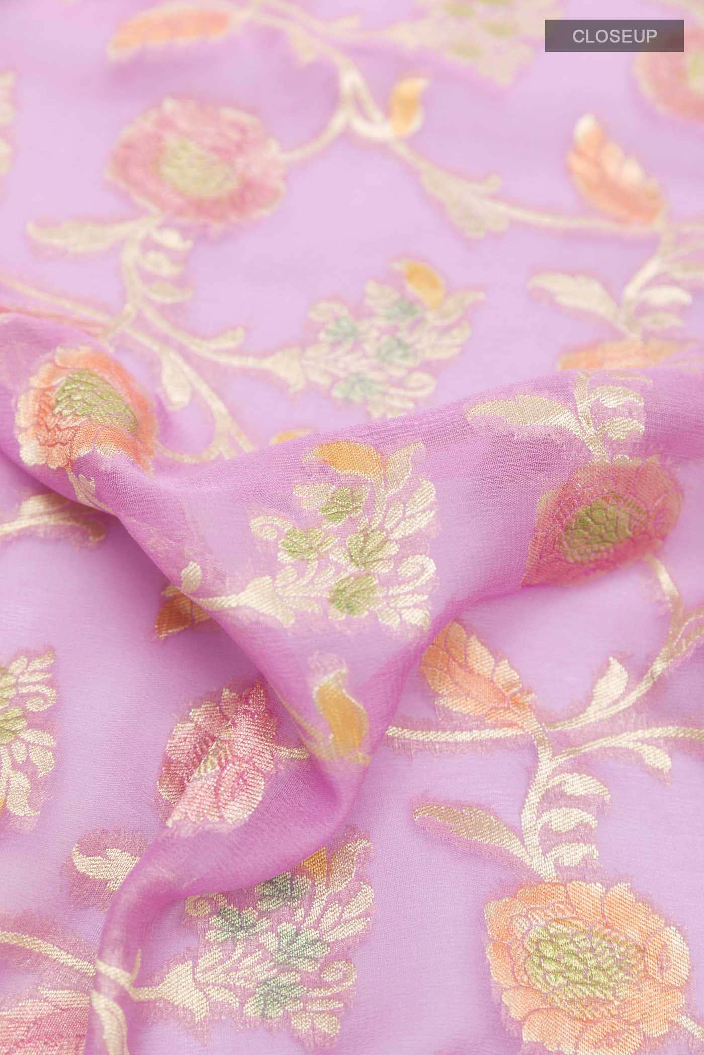 Lavender Banarasi Georgette Saree