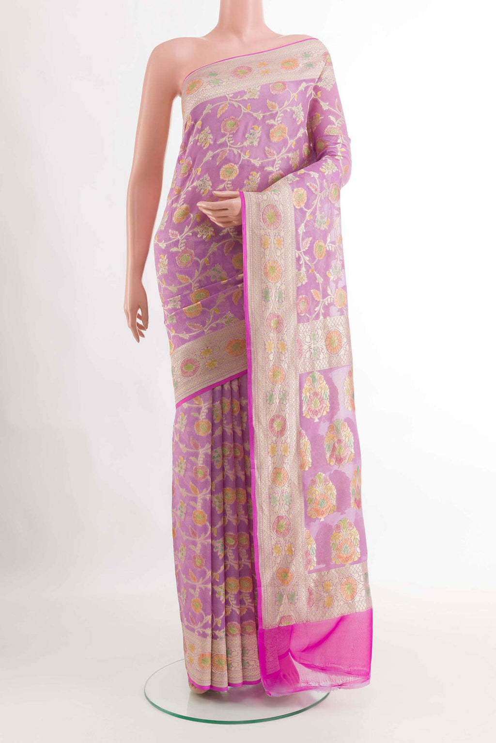 Lavender Banarasi Georgette Saree