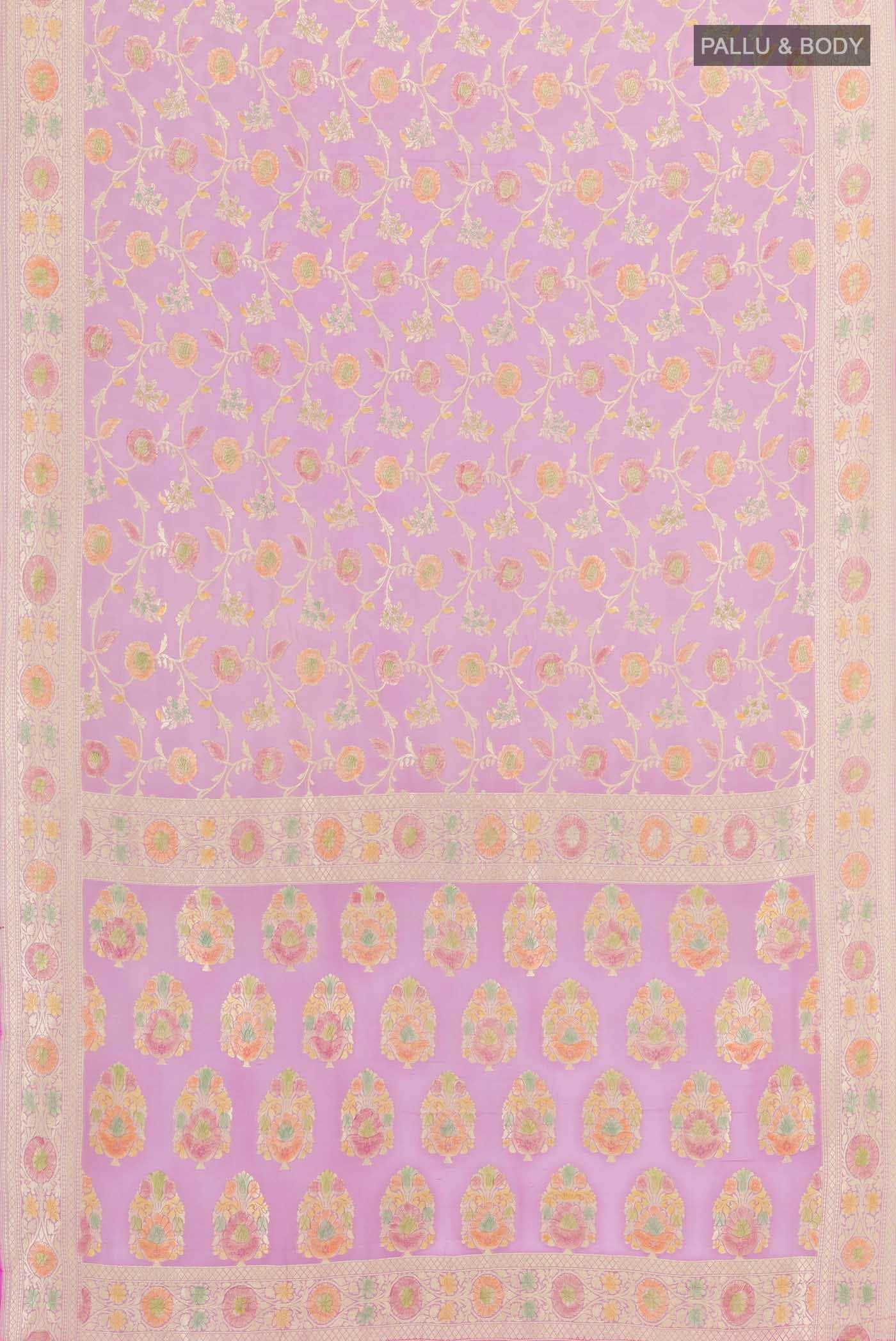 Lavender Banarasi Georgette Saree