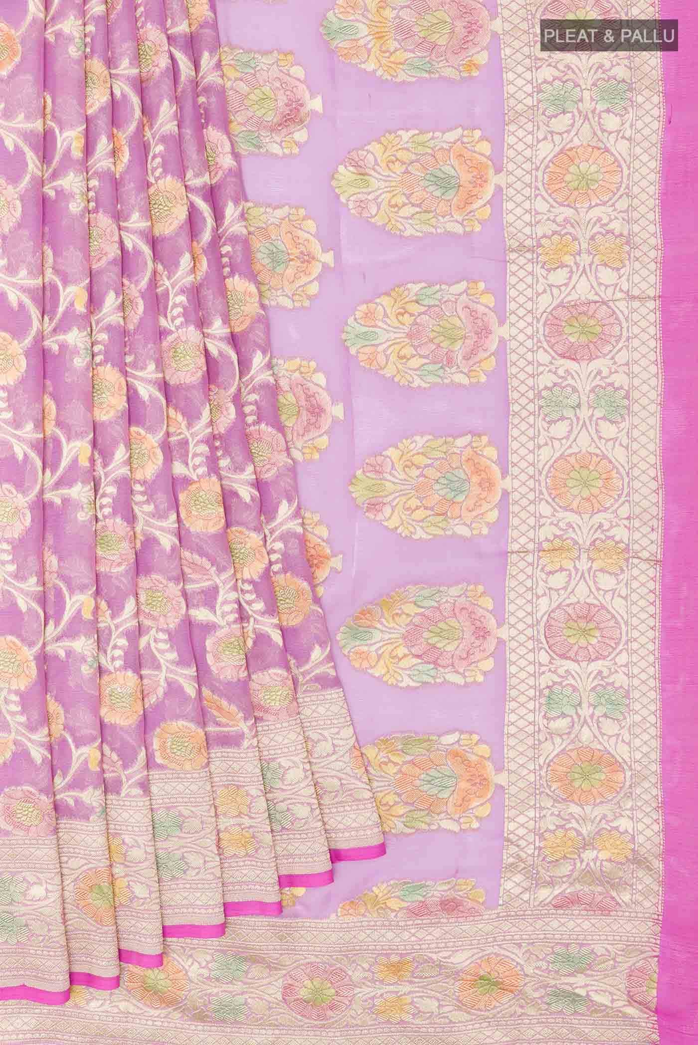 Lavender Banarasi Georgette Saree