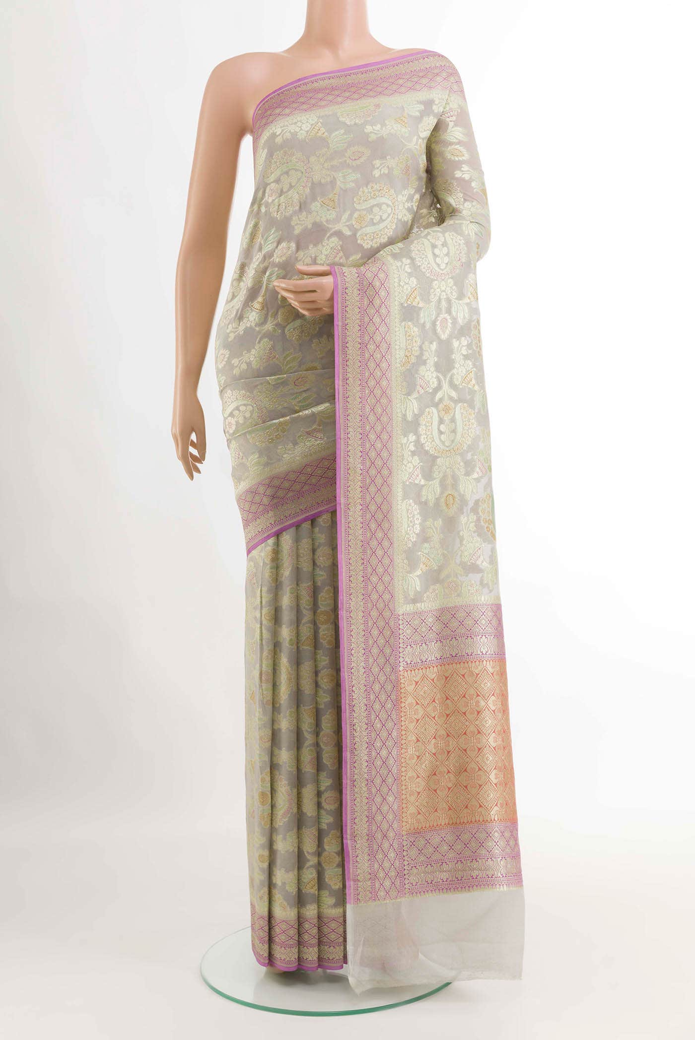 Grey Banarasi Georgette Saree