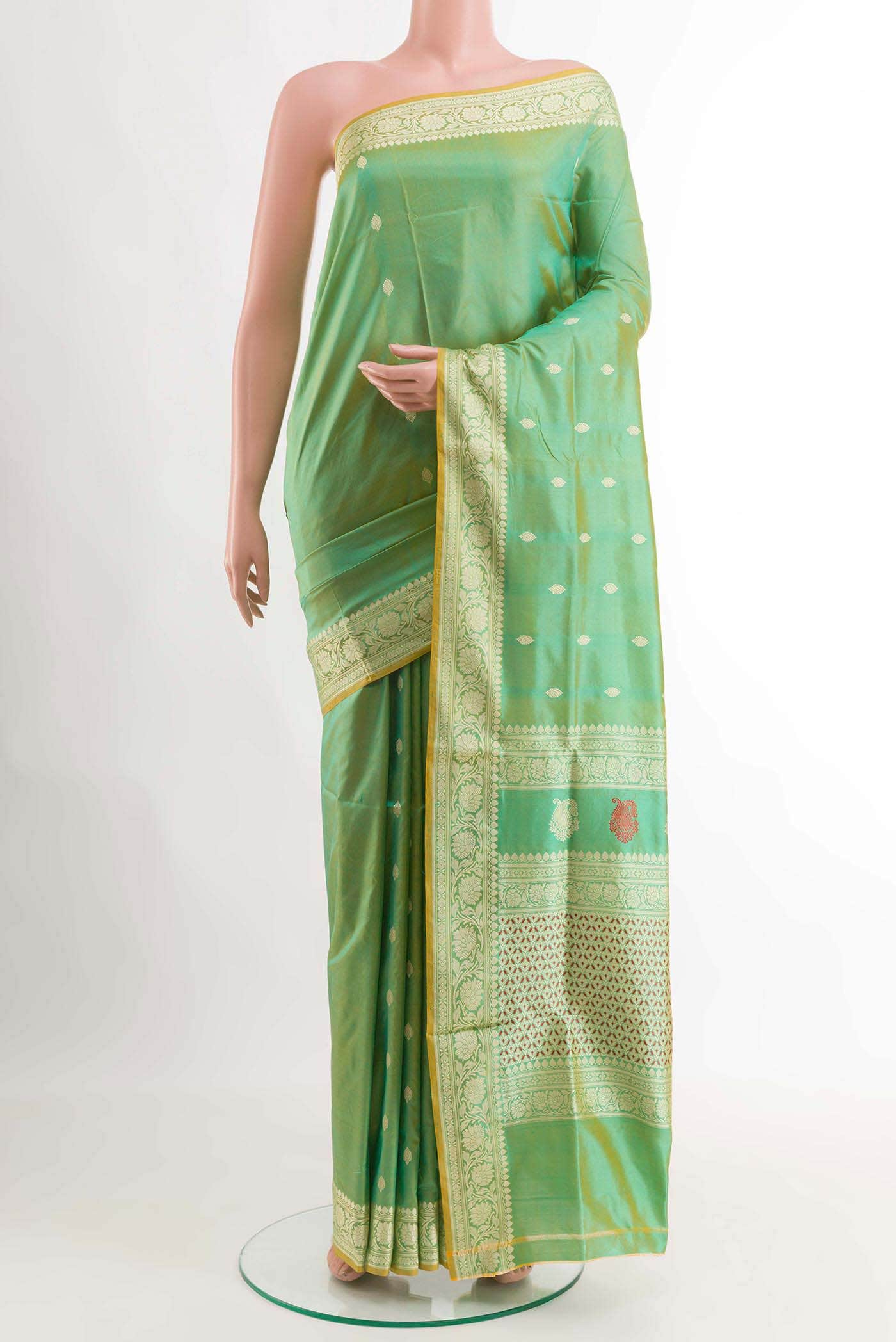 Green Banarasi Katan Silk Saree