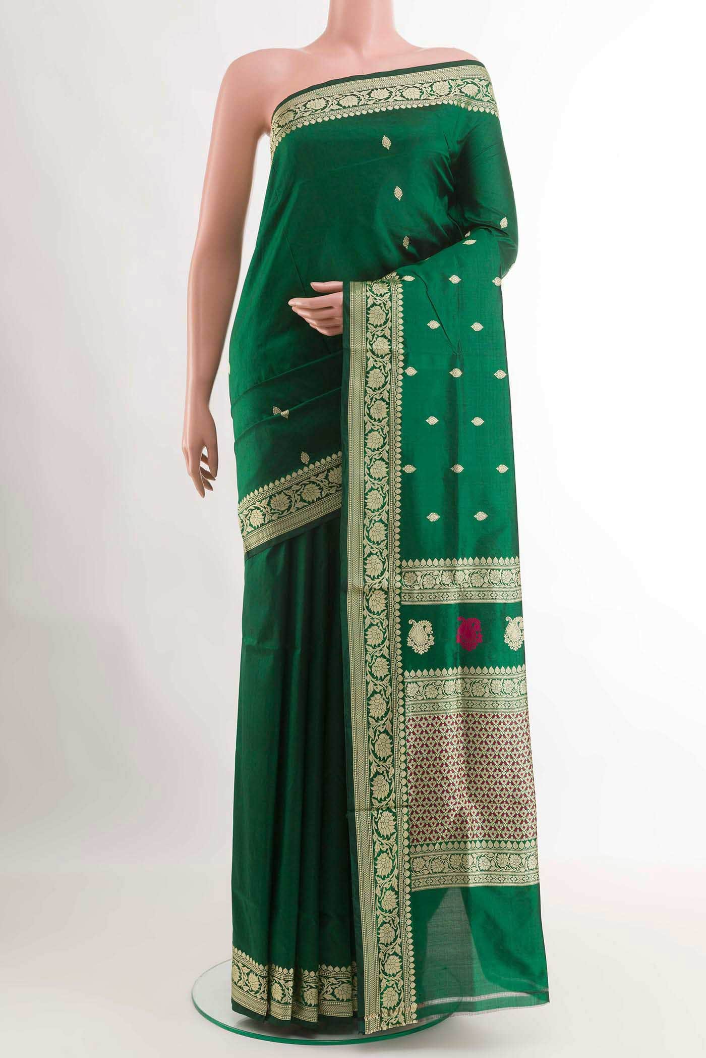 Green Banarasi Katan Silk Saree