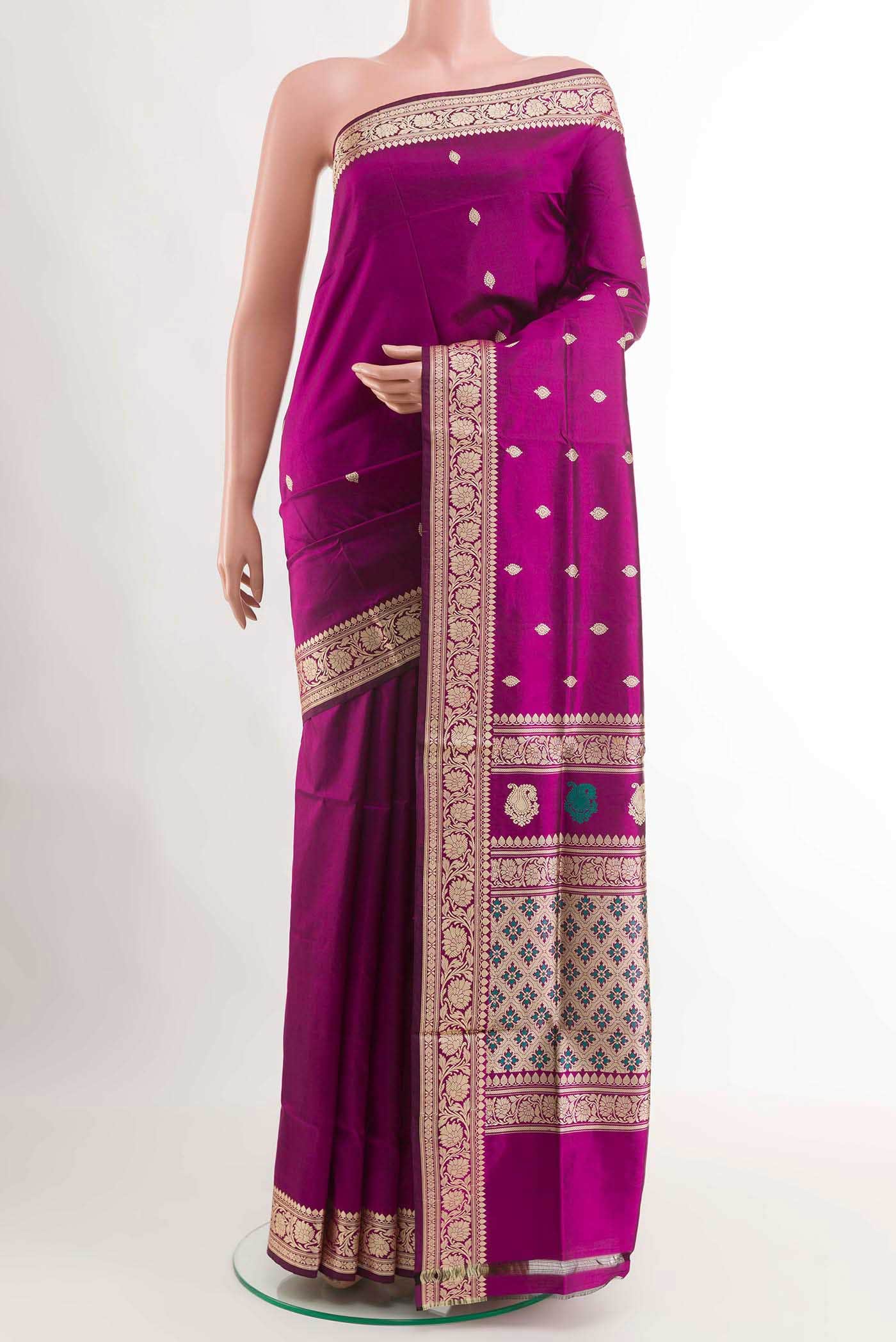 Purple Banarasi Katan Silk Saree