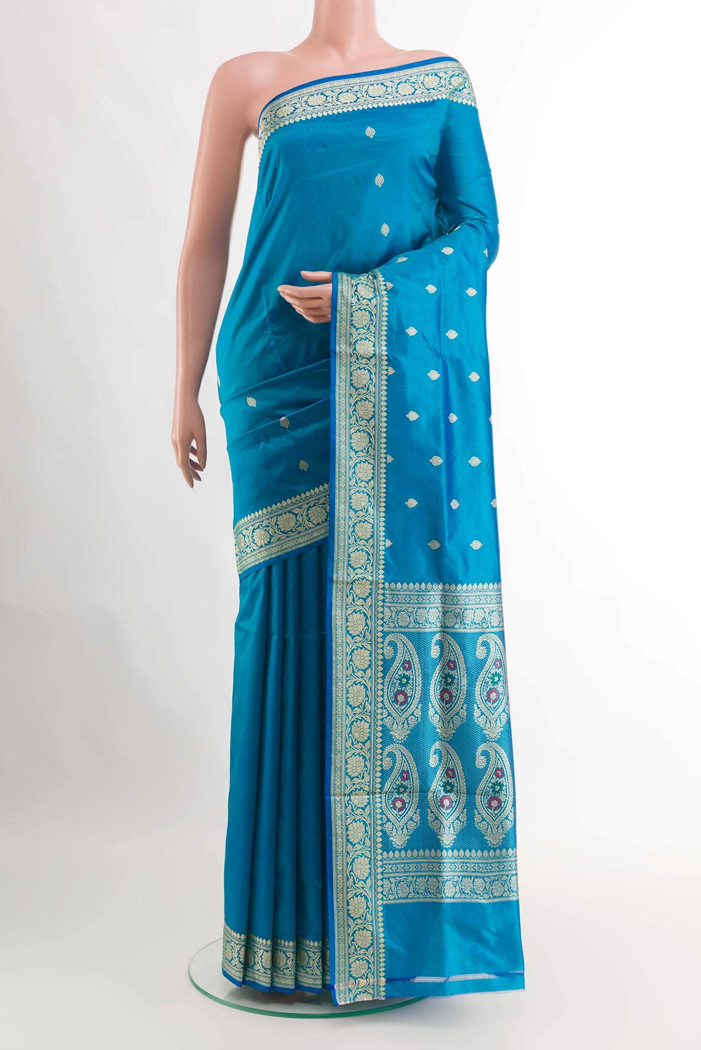 Blue Banarasi Katan Silk Saree