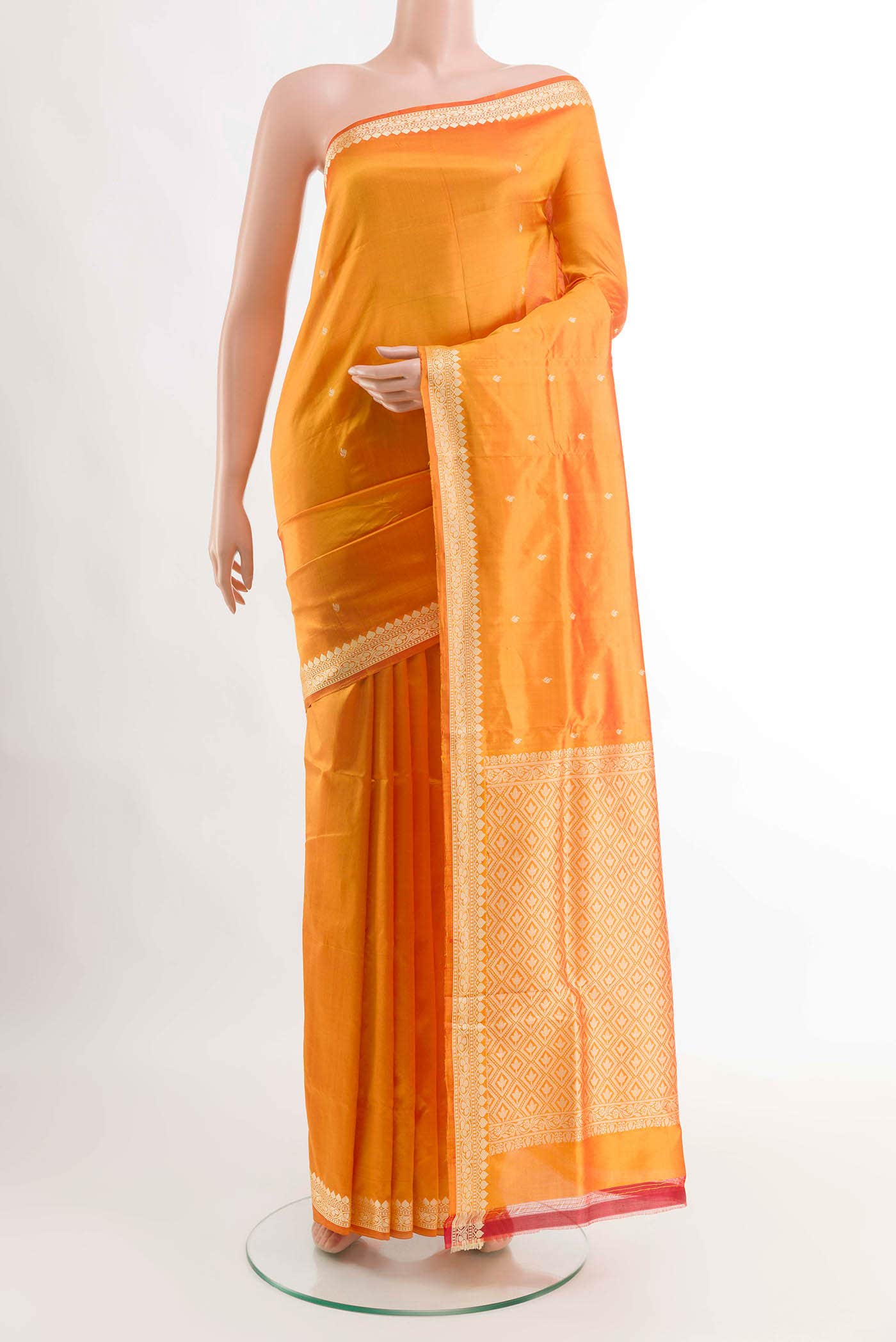 Orange Banarasi Katan Silk Saree