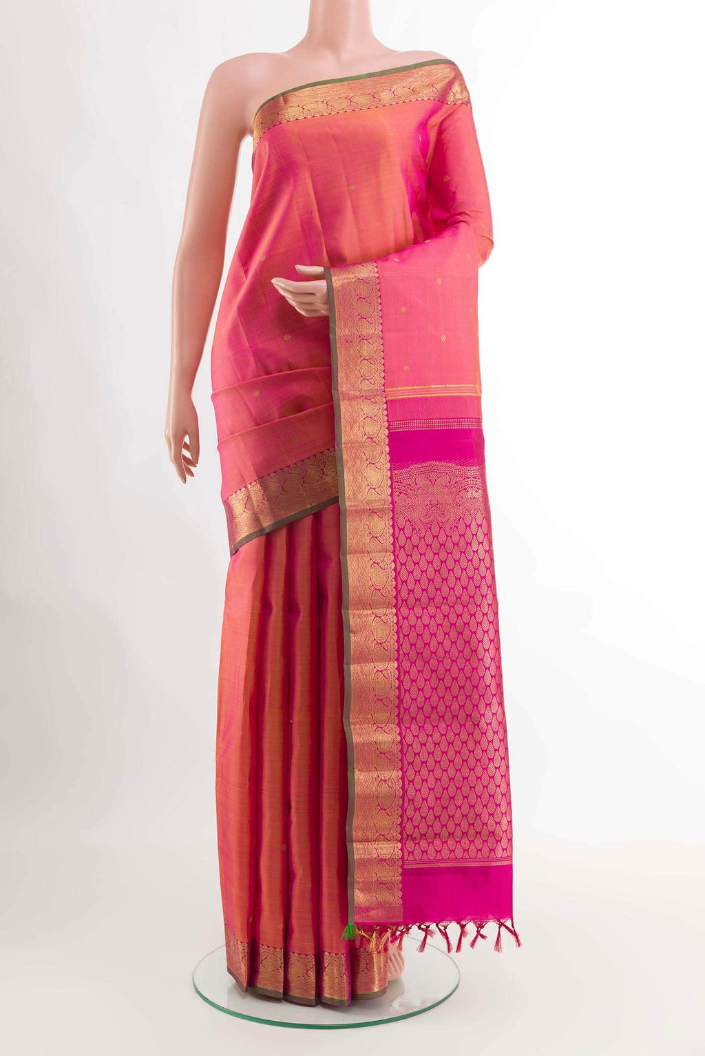 Pink Dual Tone Kanchipuram Silk Saree
