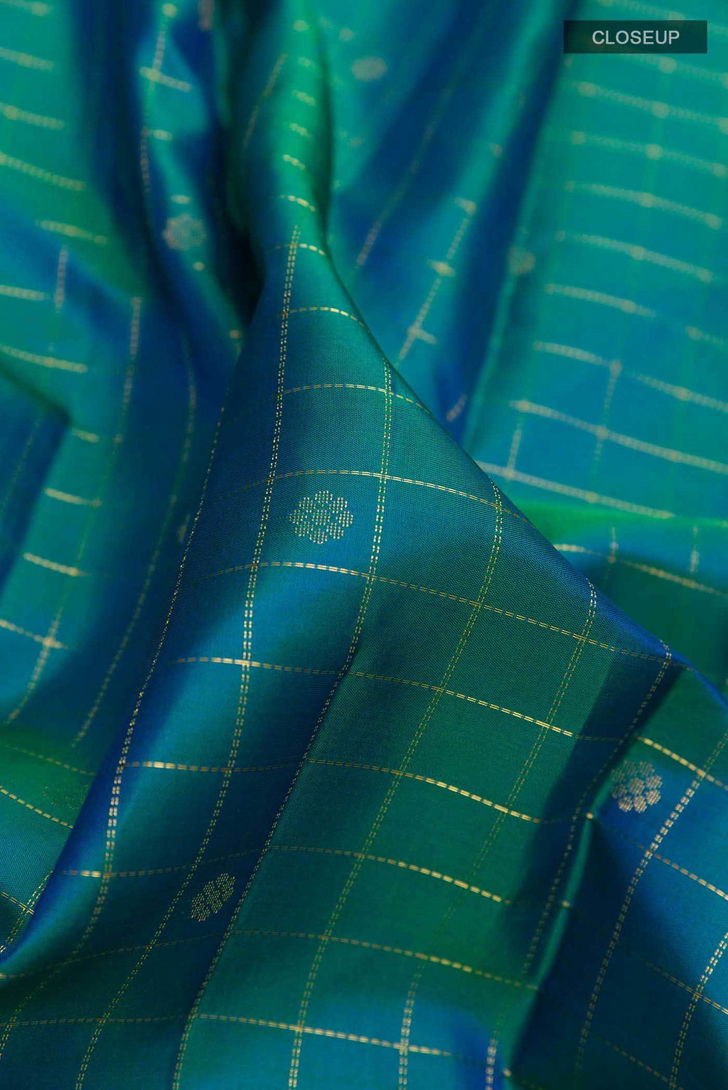 Peacock Blue Kanchipuram Silk Saree