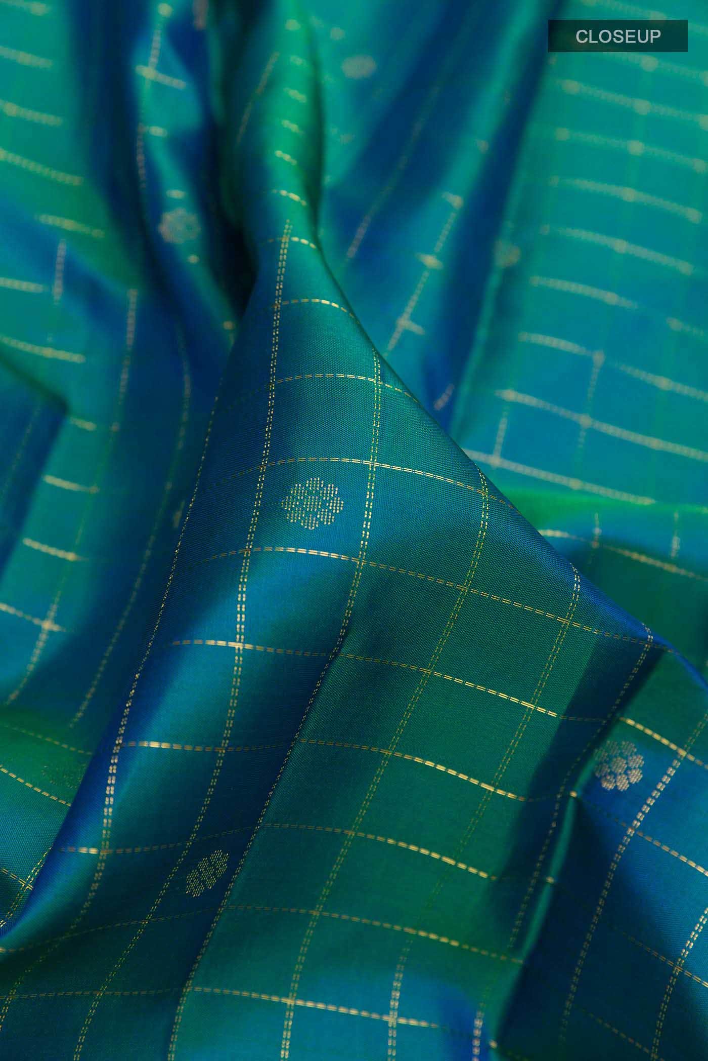 Peacock Blue Kanchipuram Silk Saree