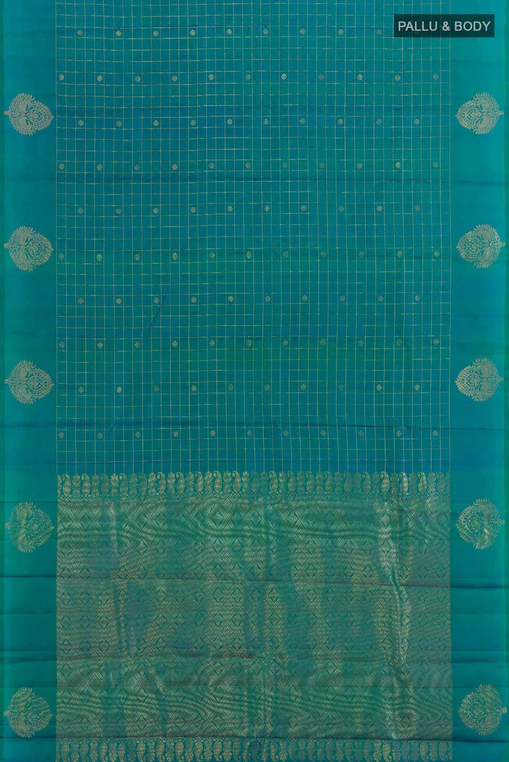 Peacock Blue Kanchipuram Silk Saree