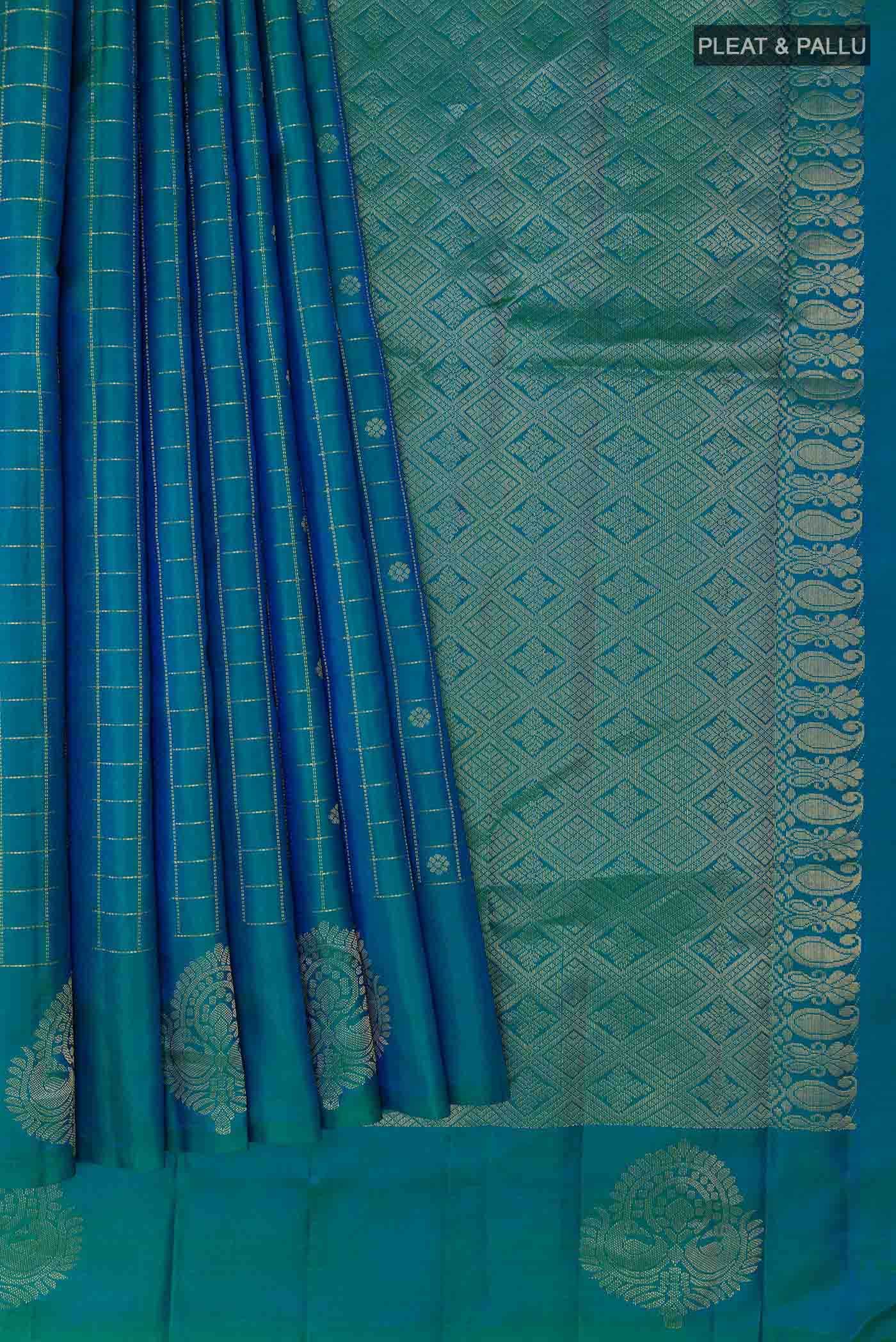 Peacock Blue Kanchipuram Silk Saree