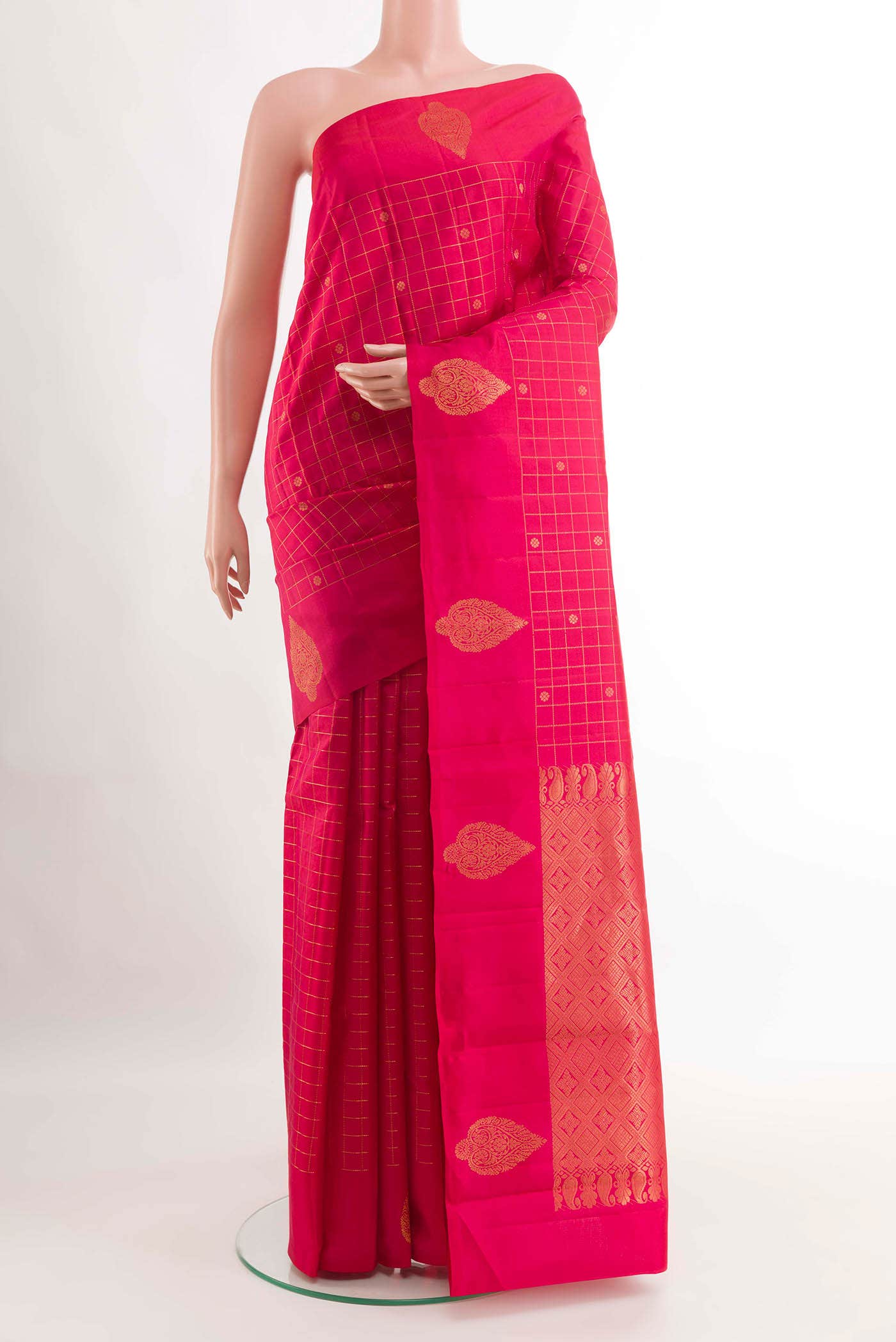 Dark Pink Kanchipuram Silk Saree