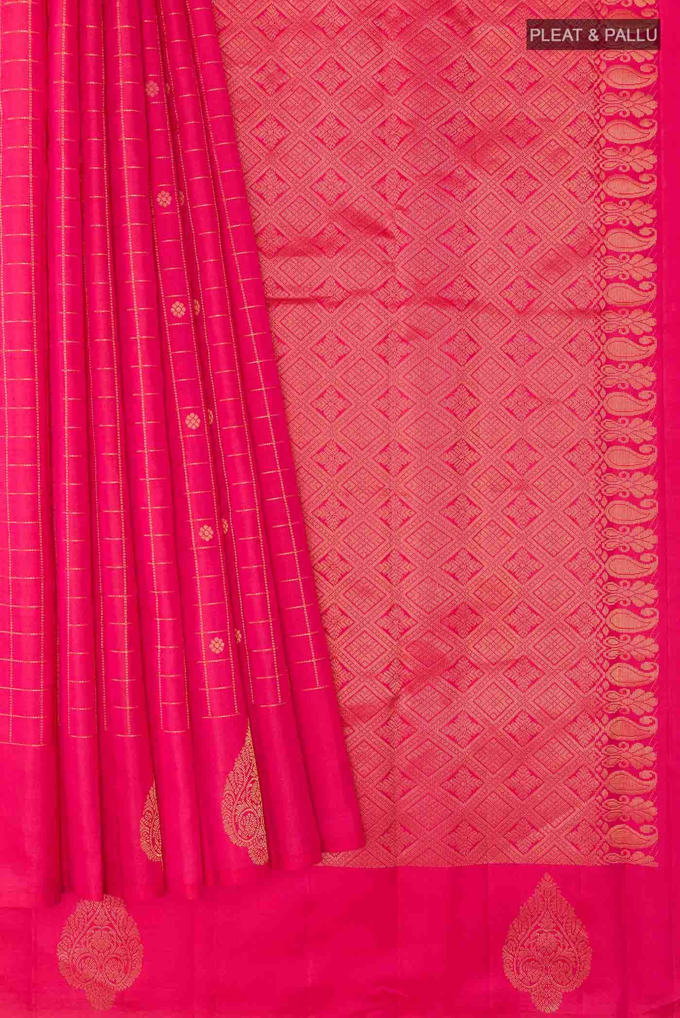 Dark Pink Kanchipuram Silk Saree