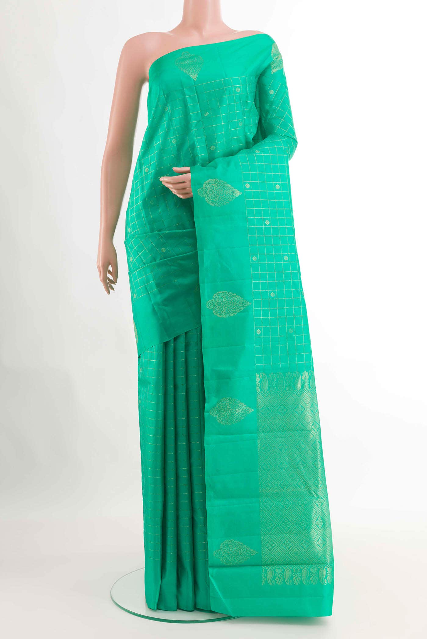 Sea Green Kanchipuram Silk Saree