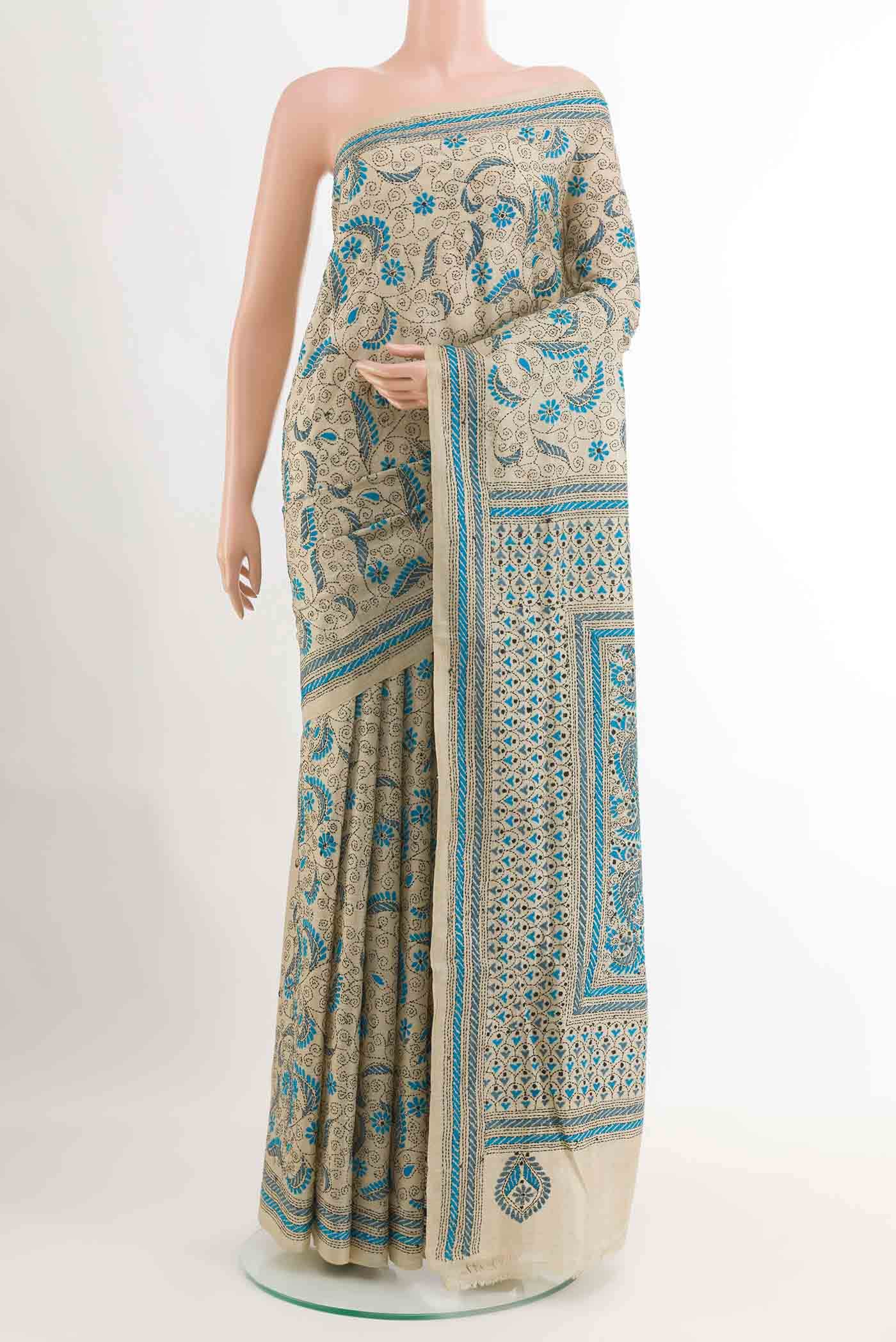 Beige Tussar Saree