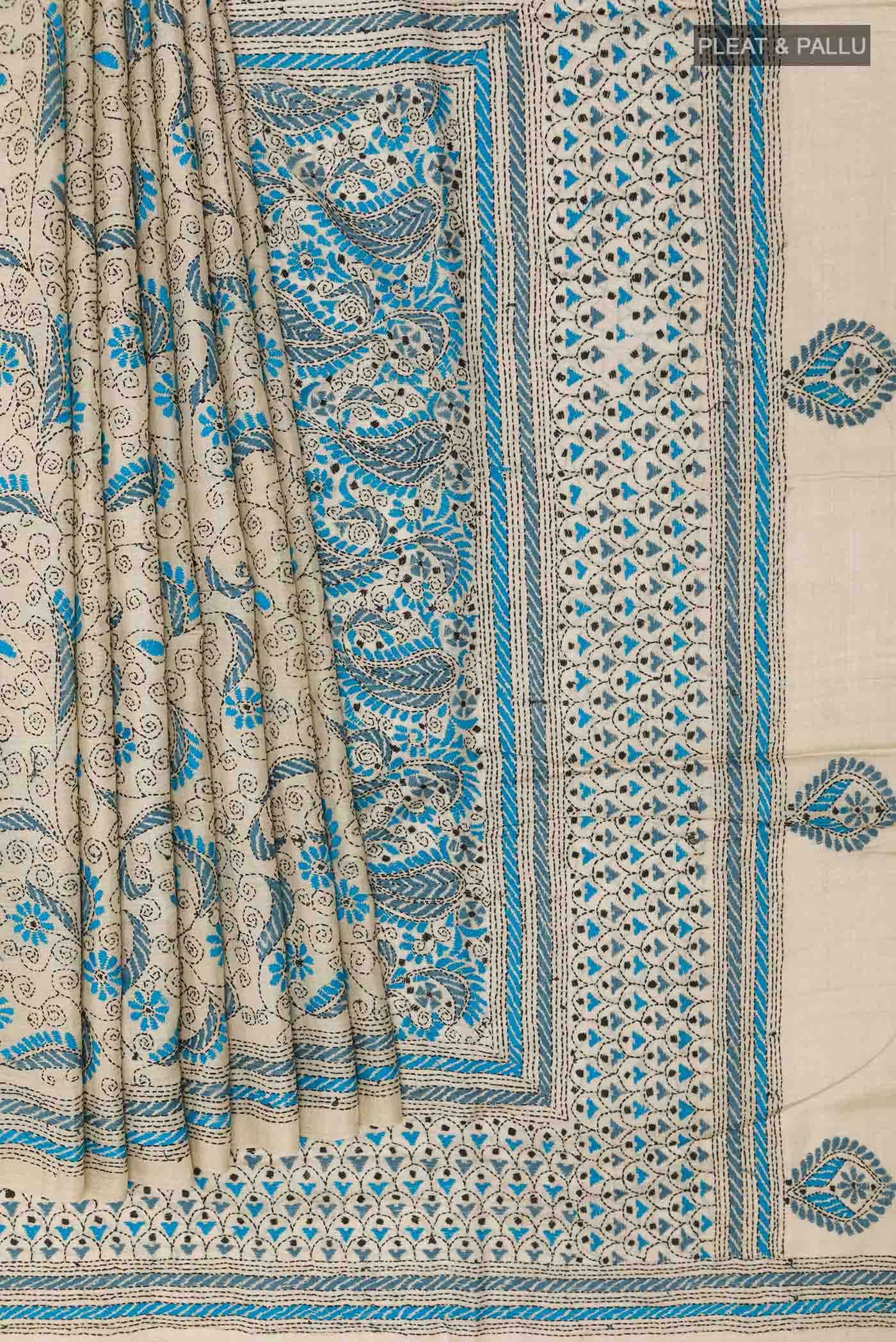 Beige Tussar Saree