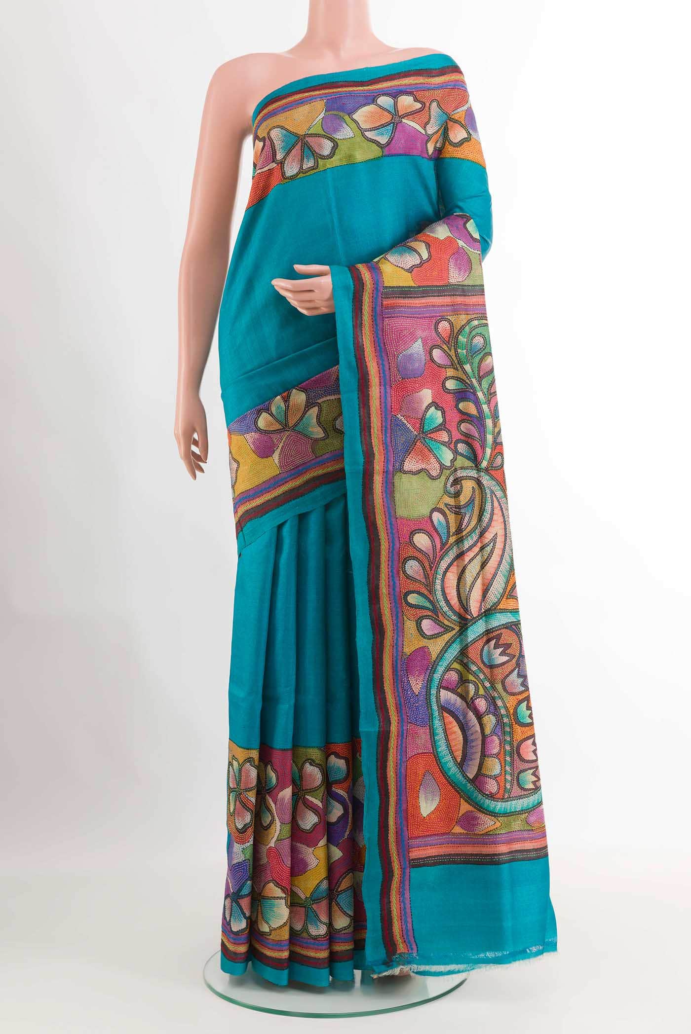 Blue Tussar Saree