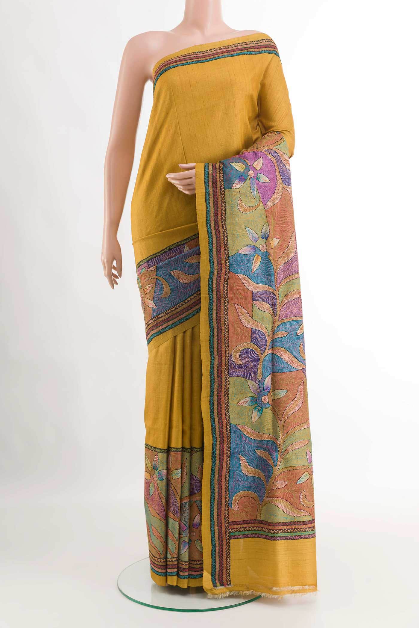 Mustard Tussar Saree