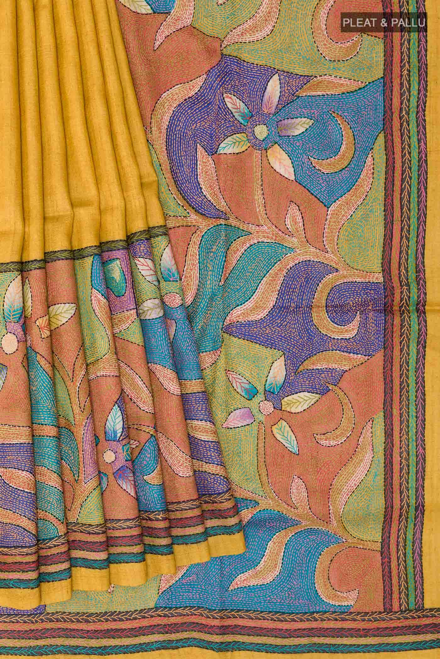 Mustard Tussar Saree