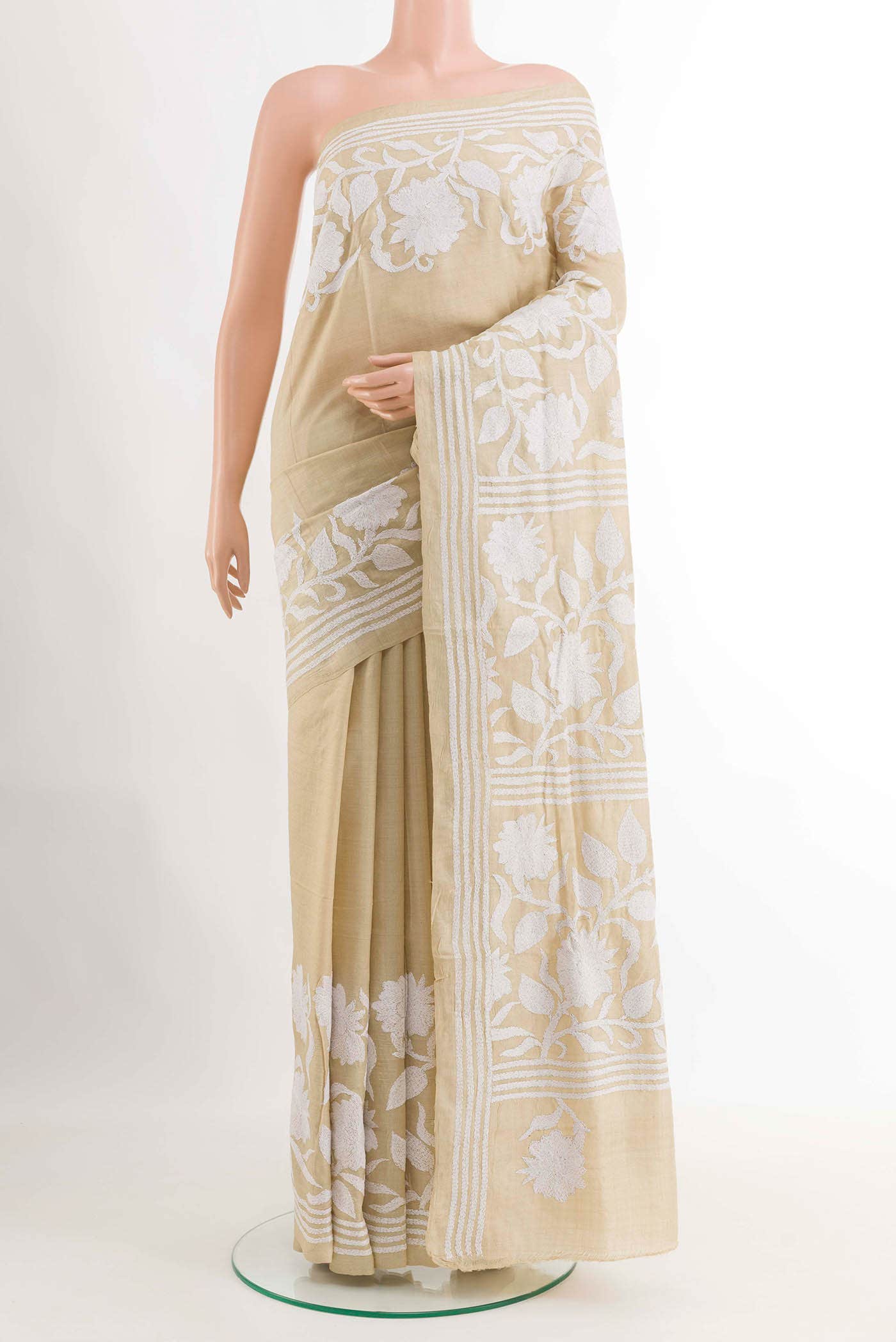Beige Tussar Saree