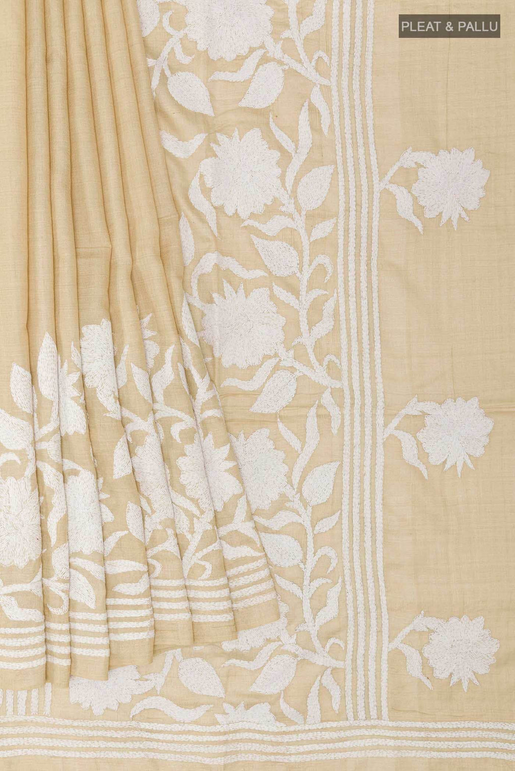 Beige Tussar Saree